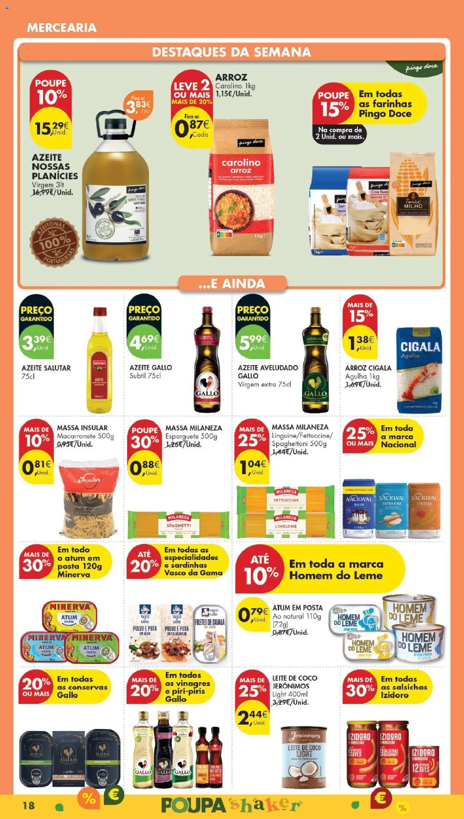 Pingo Doce Poupe Esta Semana Madeira │ válido de 17.02.2026 | Página: 18 | Produtos: Atum, Polvo, Massa, Massa milaneza