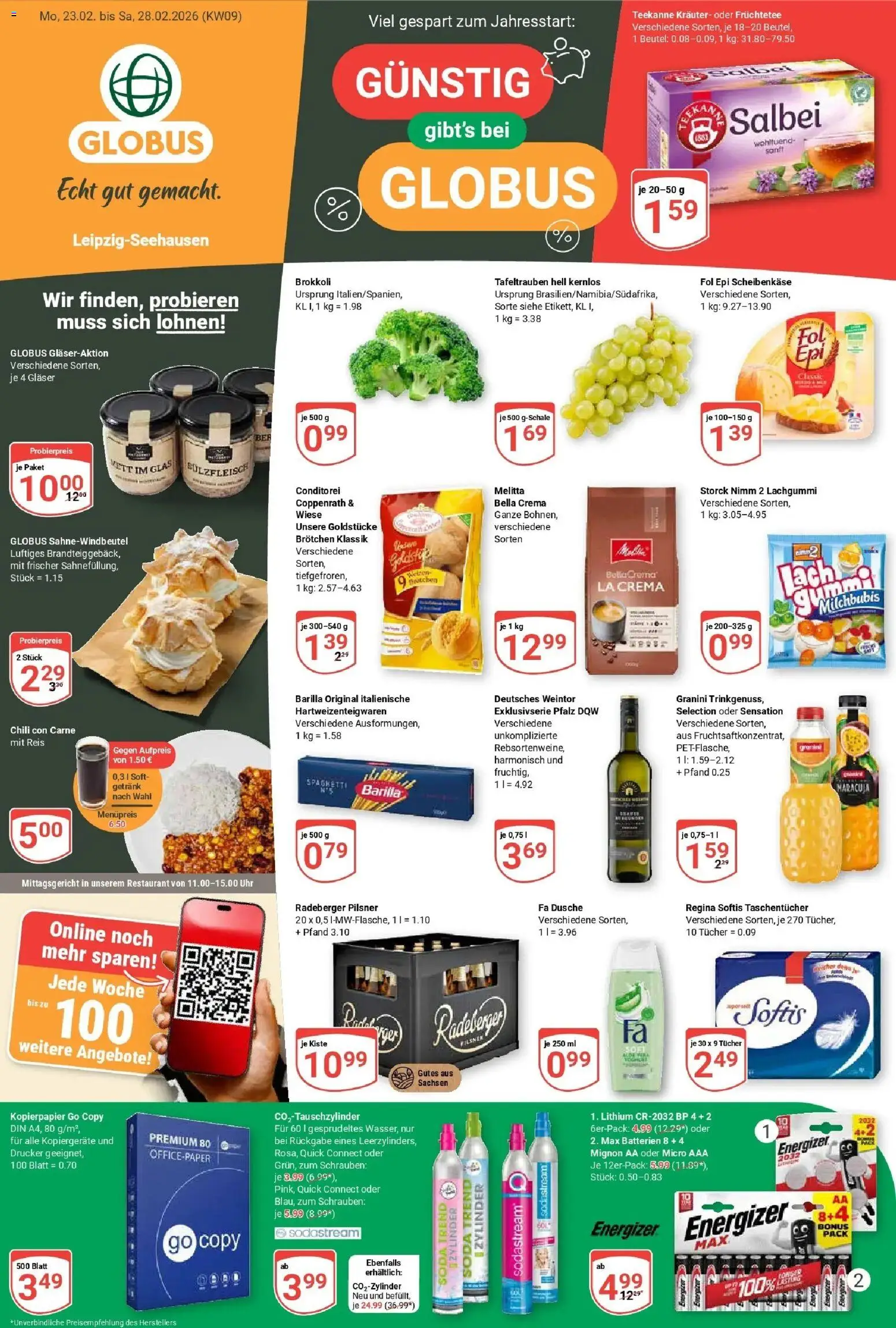 Globus Prospekt Leipzig – gültig ab 23.02.2026 | Seite: 1 | Produkte: Chili, Granini, Radeberger pilsner, Drucker