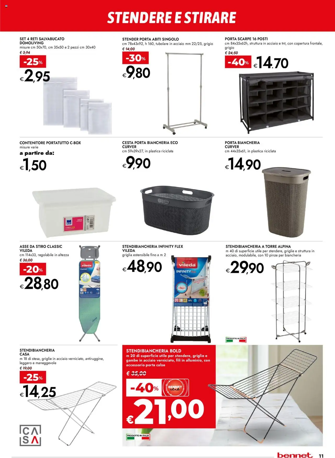Volantino bennet del 21.08.2025 | Pagina: 11 | Prodotti: Stendibiancheria, Scarpe, Griglia, Pinze