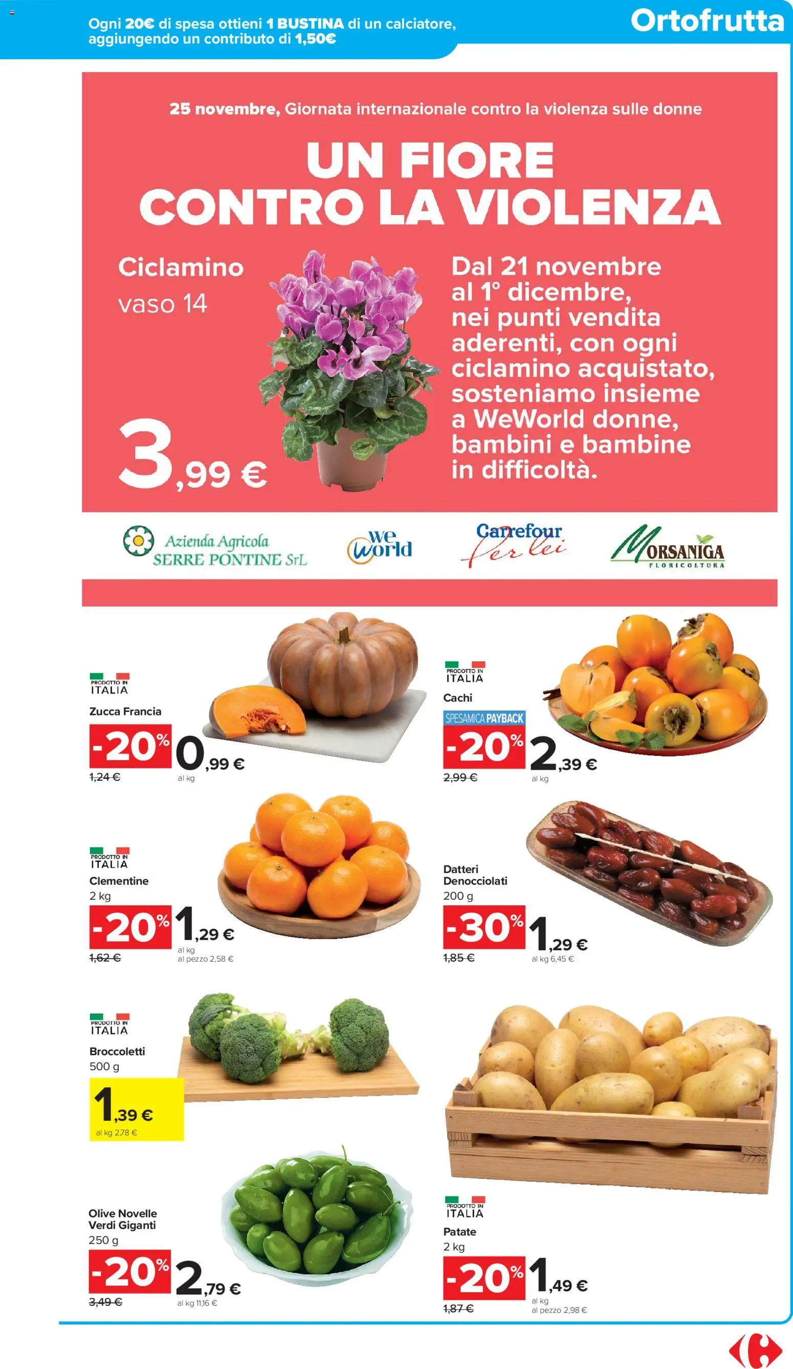 Volantino Carrefour del 17.11.2025 | Pagina: 9 | Prodotti: Patate, Broccoletti, Cachi, Vaso
