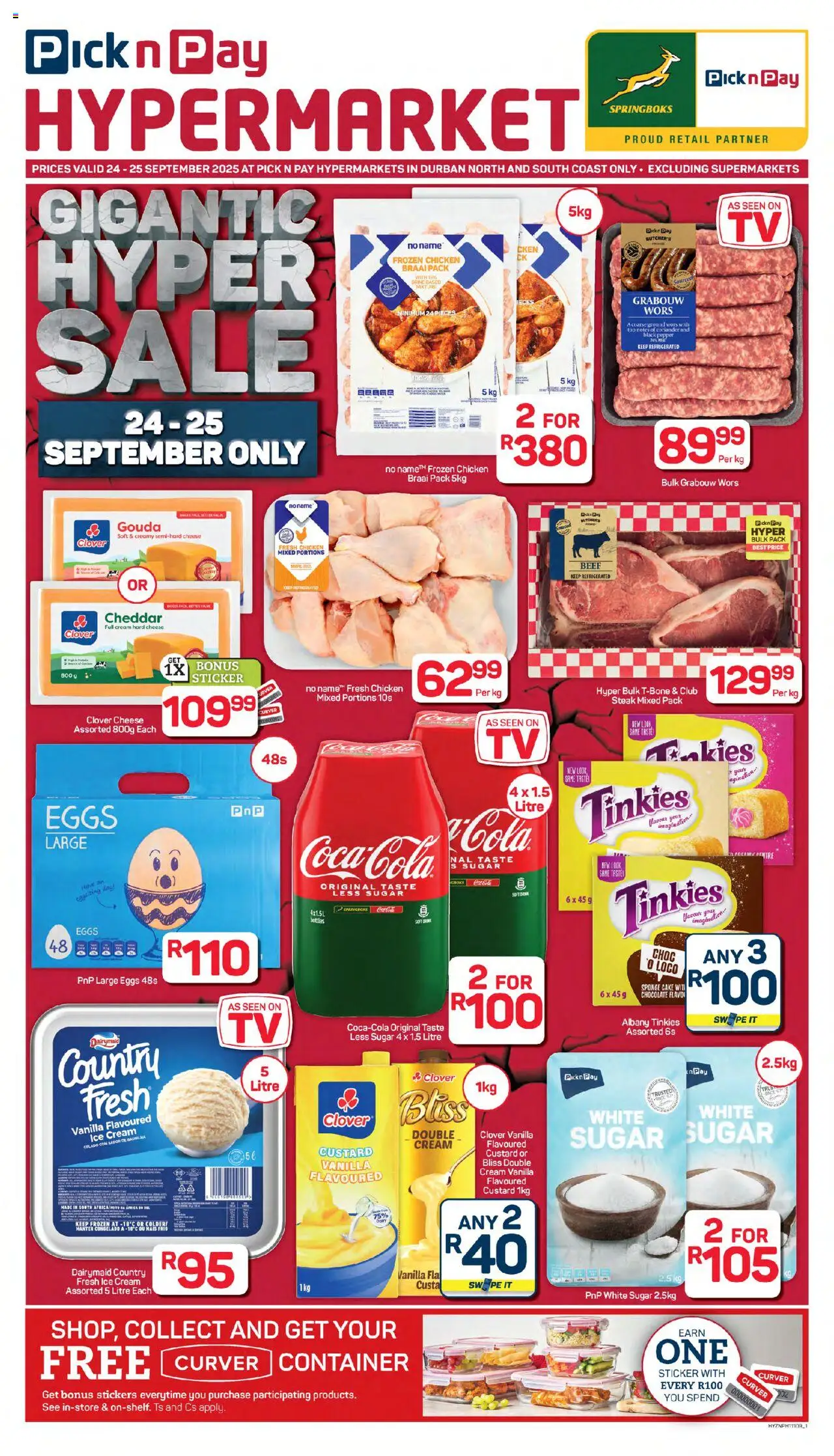 New Pick n Pay catalogue – valid from 24.09.2025 | Page: 1 | Products: Chocolate, Beef, Cream, Ice cream