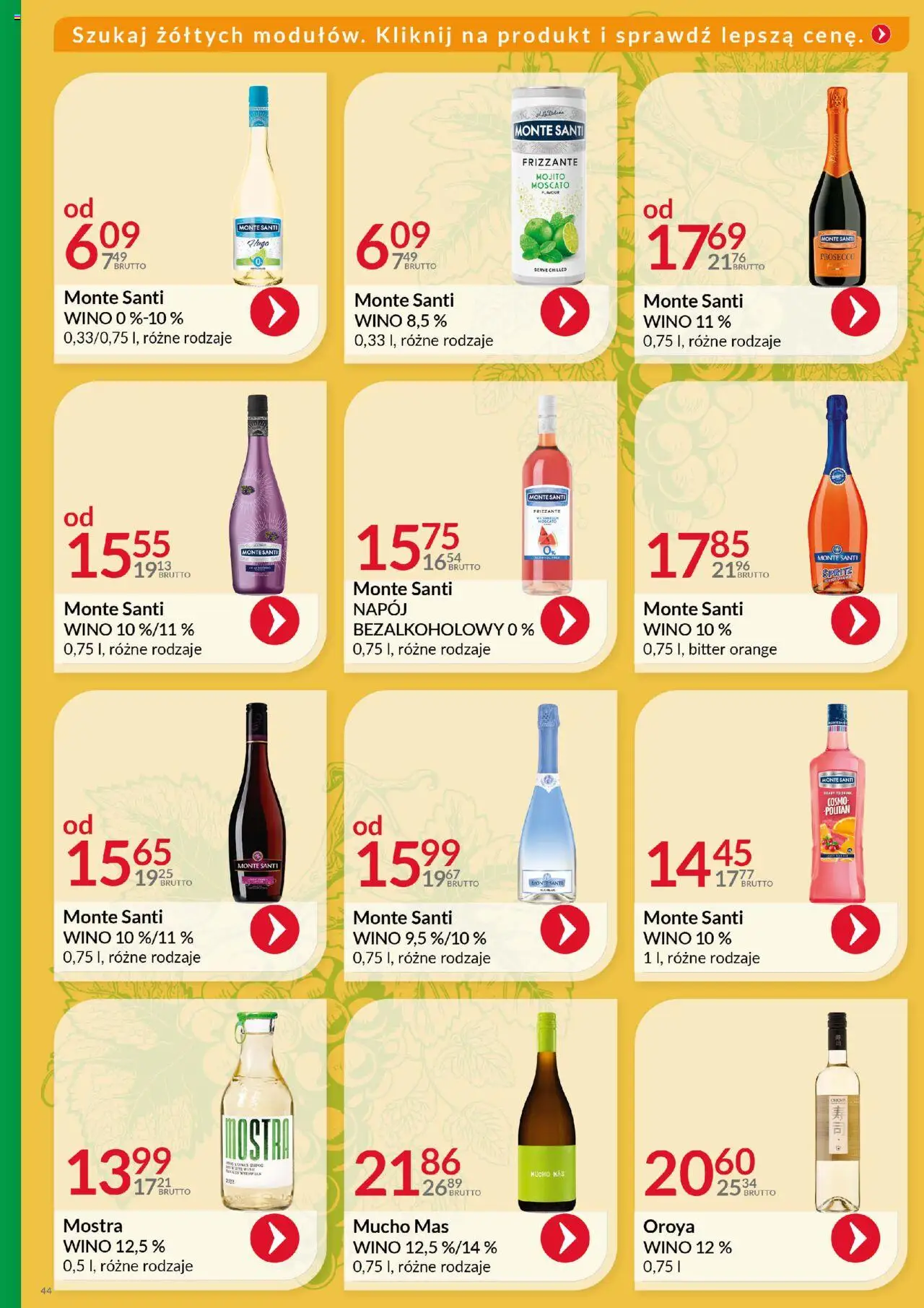 Eurocash Gazetka - Katalog Alkoholowy od 01.06.2025 | Strona: 44 | Produkty: Monte Santi, Wino, Prosecco