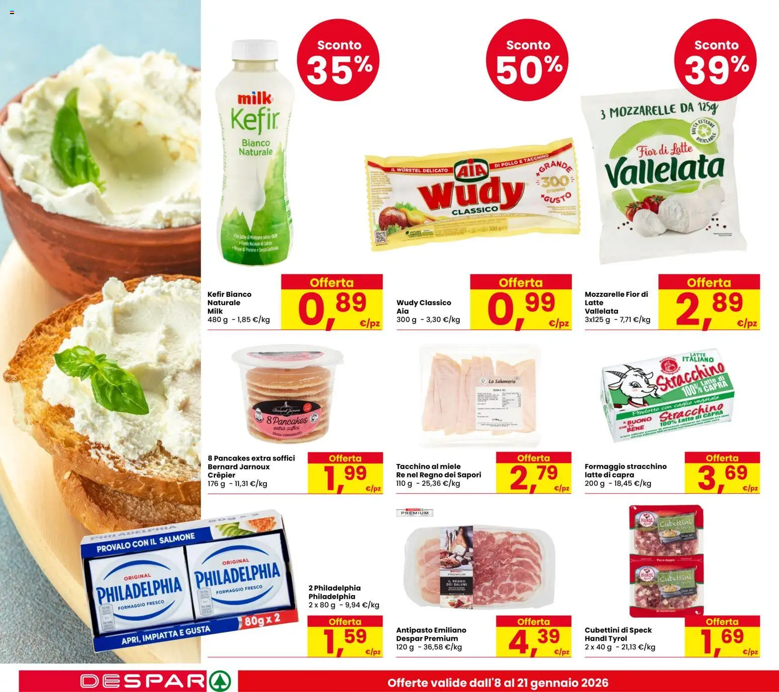 Volantino Despar del 08.01.2026 | Pagina: 14 | Prodotti: Salmone, Tacchino, Wurstel, Stracchino
