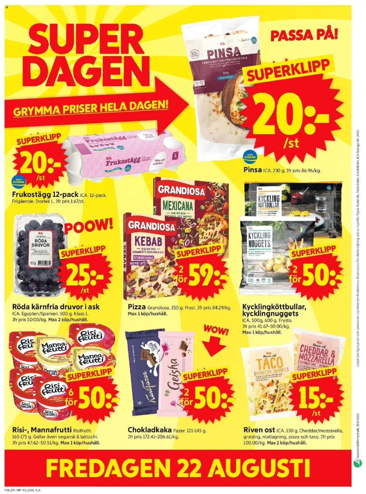 ICA Supermarket reklamblad aktuell från 18.08.2025 | Sida: 10 | Produkter: Chokladkaka, Galler, Riven ost, Pizza