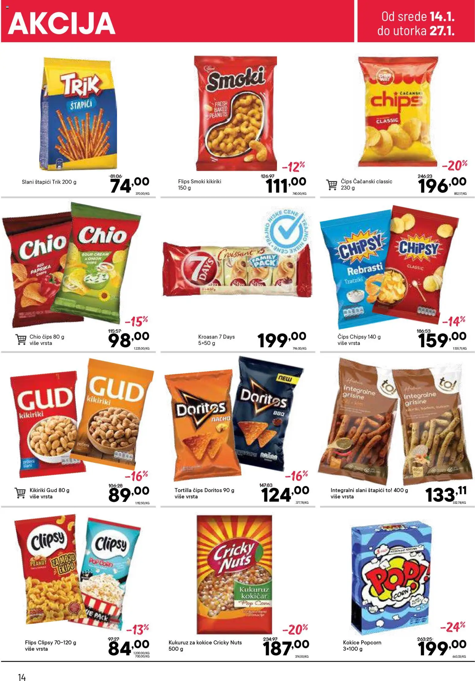 PerSu katalog - važi od 14.01.2026 | Strana: 14 | Proizvode: Čips, Kroasan, Kukuruz, Kikiriki