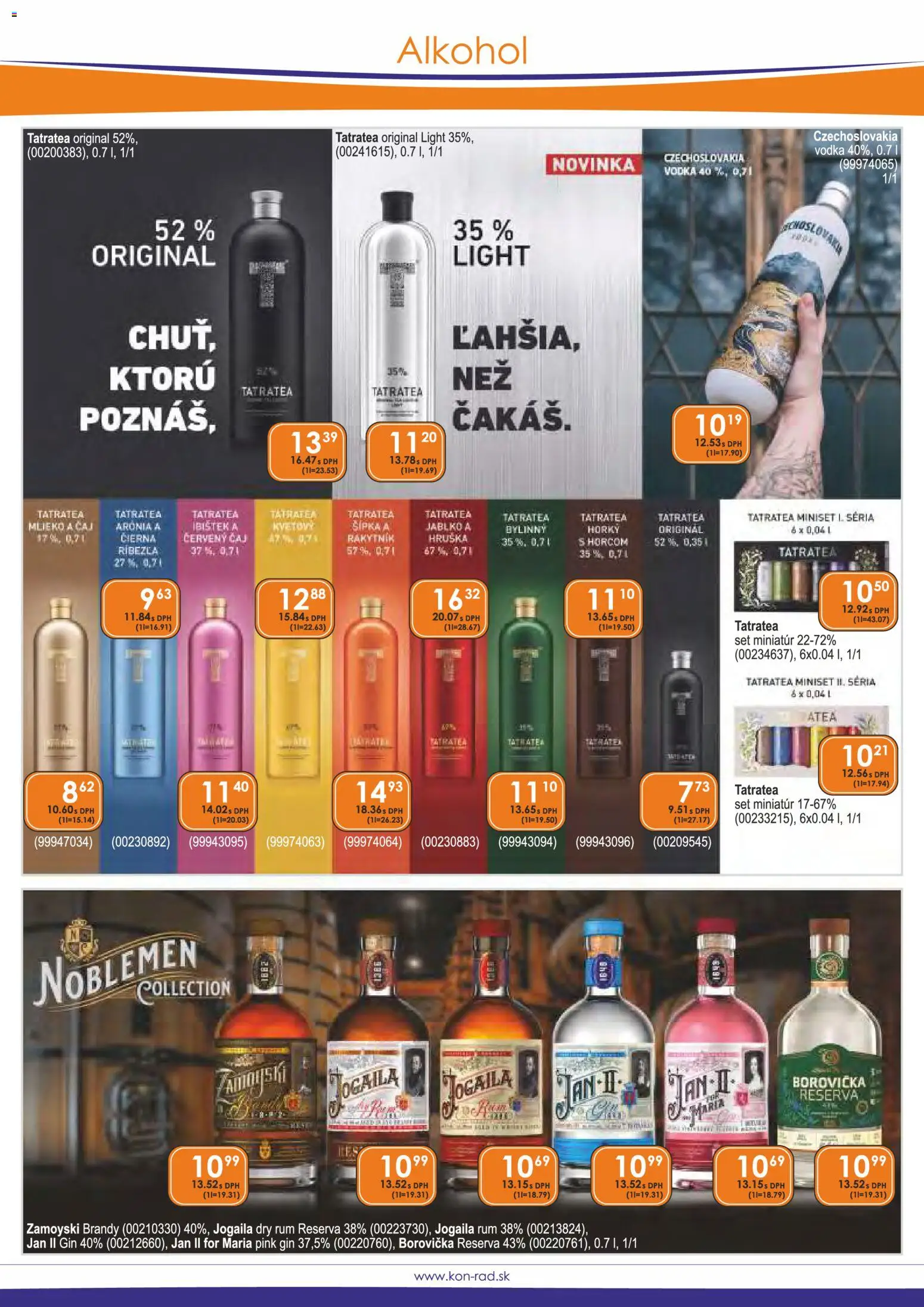 Nové KON - RAD akcie – leták je platný od 01.11.2025 | Strana: 17 | Produkty: Čaj, Borovička, Gin, Brandy