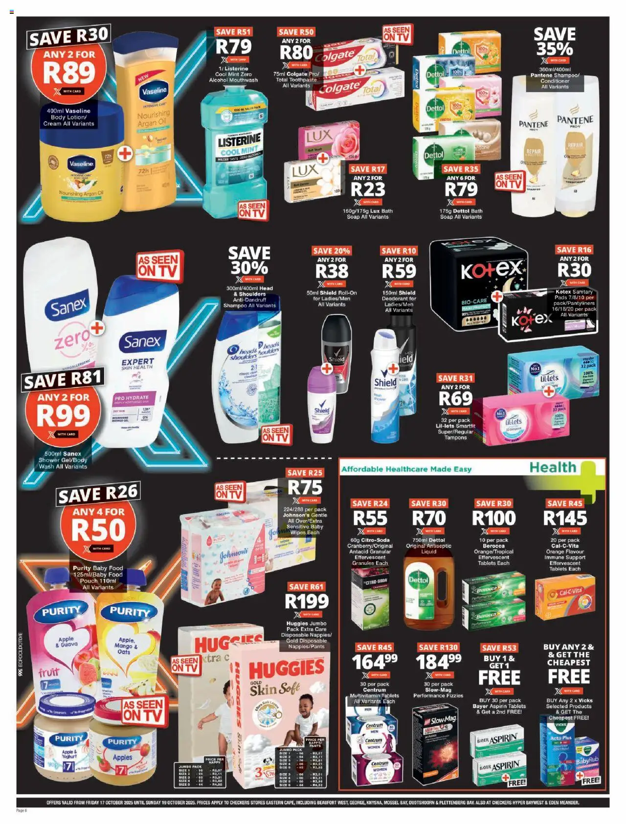 New Checkers catalogue – valid from 17.10.2025 | Page: 6 | Products: Oil, Conditioner, Cream, Mouthwash