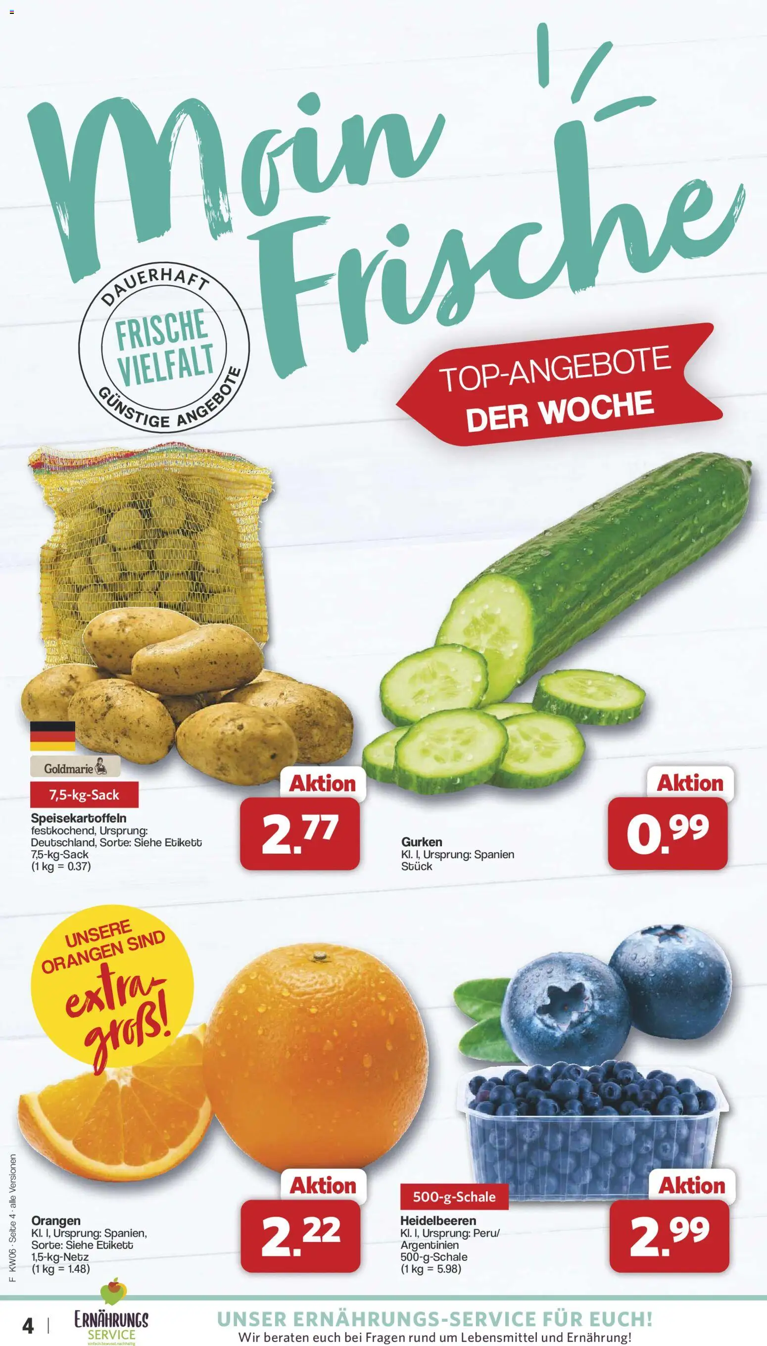 Famila Nordwest Prospekt 	 – gültig ab 02.02.2026 | Seite: 4 | Produkte: Orangen, Heidelbeeren, Gurken