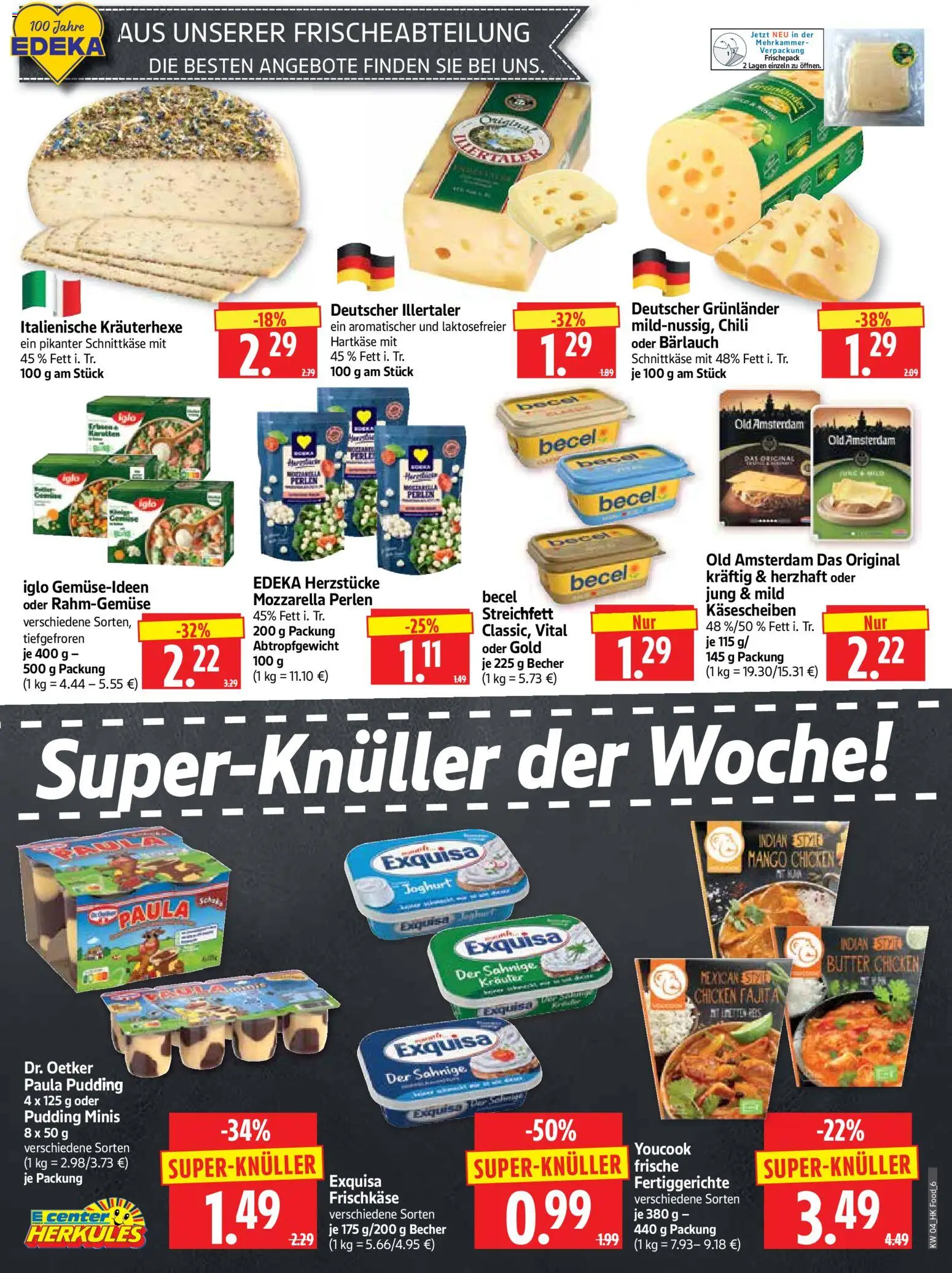 HERKULES Prospekt 	 – gültig ab 19.01.2026 | Seite: 6 | Produkte: Butter, Mozzarella, Exquisa frischkase, Grunlander