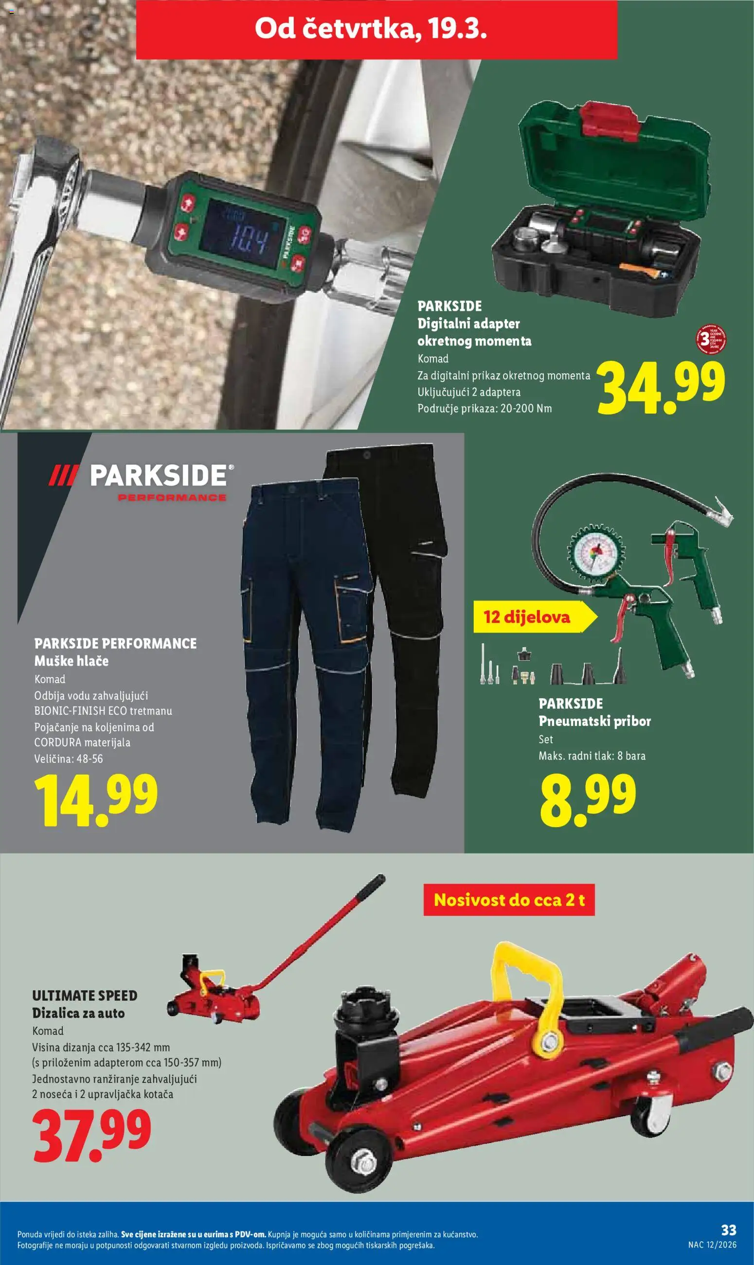 Lidl katalog | vrijedi od 16.03.2026 | Stranica: 33 | Proizvodi: Hlače, Adapter, Parkside