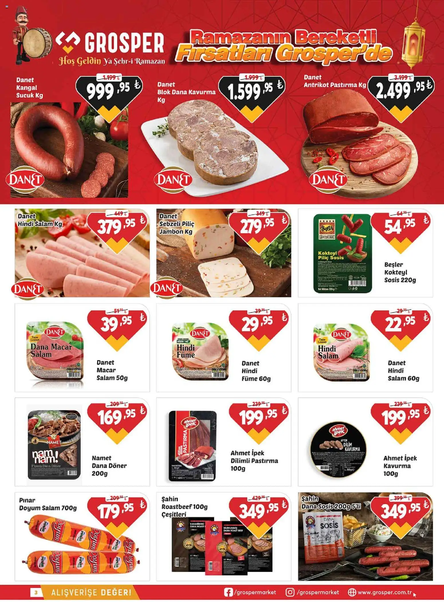 Grosper Katalog - 27.02.2026 tarihinden itibaren geçerlidir | Sayfa: 3 | Ürünler: Döner, Salam, Sosis, Piliç