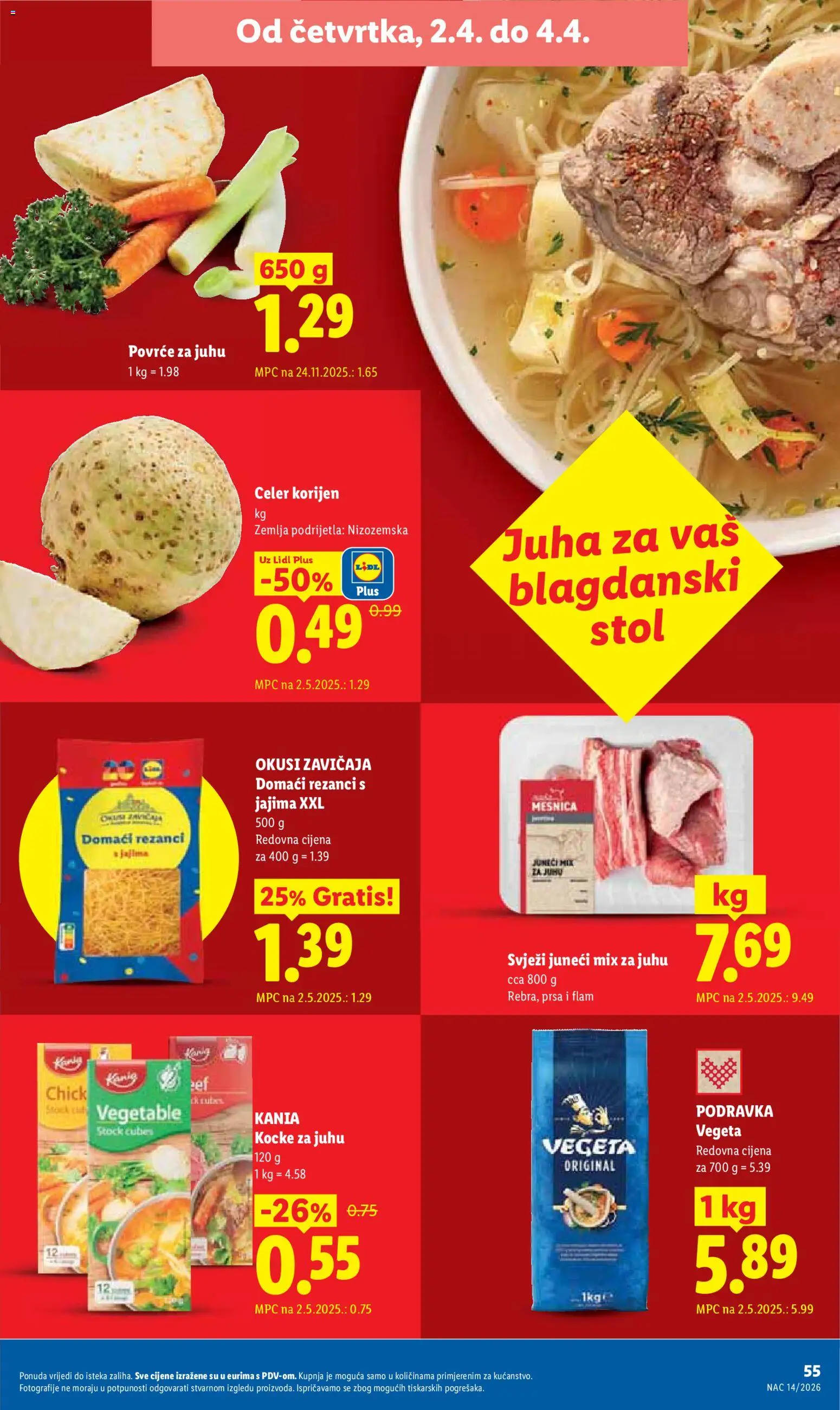 Lidl katalog | vrijedi od 30.03.2026 | Stranica: 55 | Proizvodi: Celer, Stol, Podravka, Rezanci