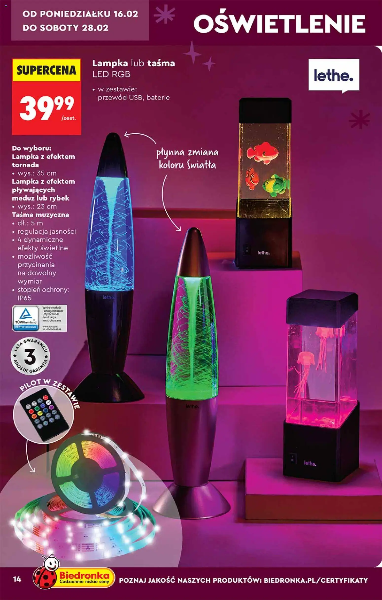 Biedronka gazetka - Hity i inspiracje od 14.02.2026 | Strona: 14 | Produkty: Baterie, Taśma LED