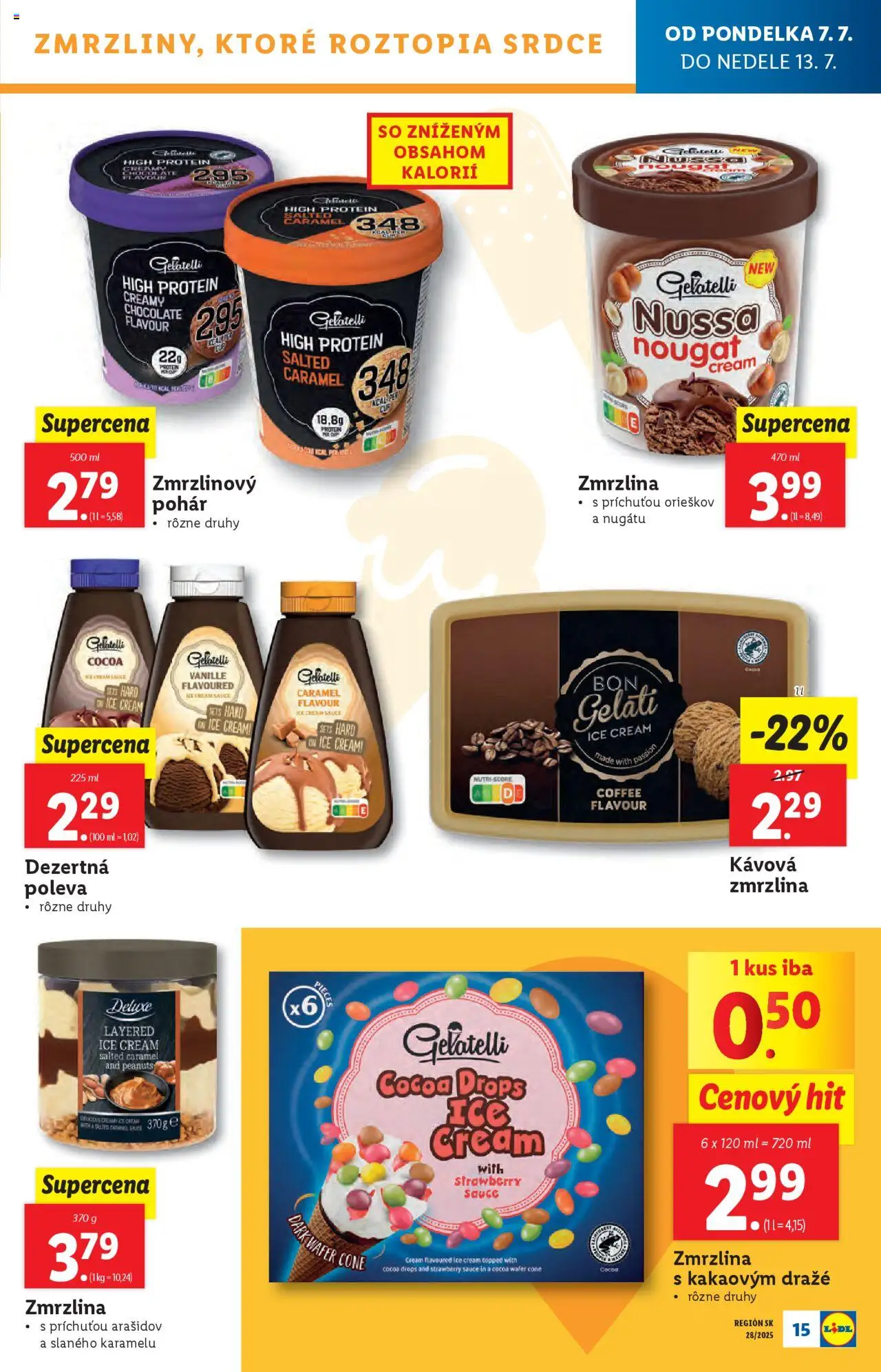 Lidl leták │ platný od 07.07.2025 | Strana: 15 | Produkty: Protein, Zmrzlina