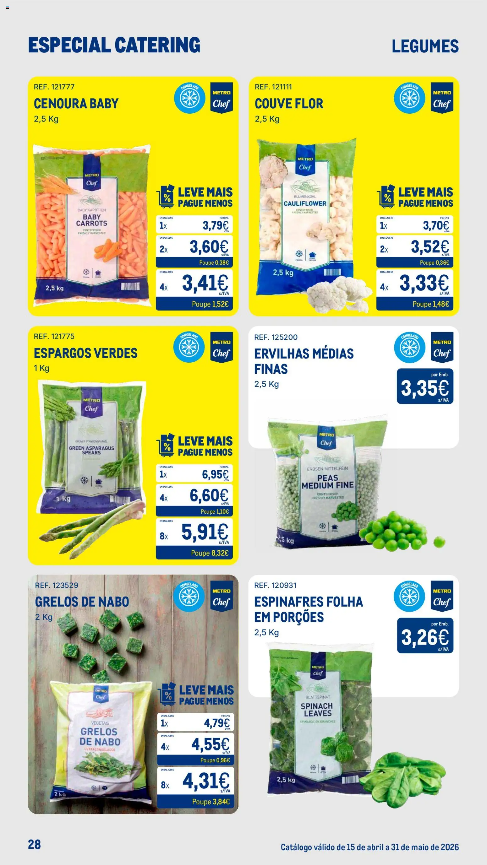 Makro Especial Catering │ válido de 15.04.2026 | Página: 28 | Produtos: Espargos, Espinafres, Cenoura, Couve