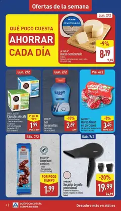 Vista previa Aldi folleto Península válido desde el 02.02.2026 | Página: 2 | Productos: Café con leche, Queso, Lavavajillas, Φρυγανιές σικάλεως