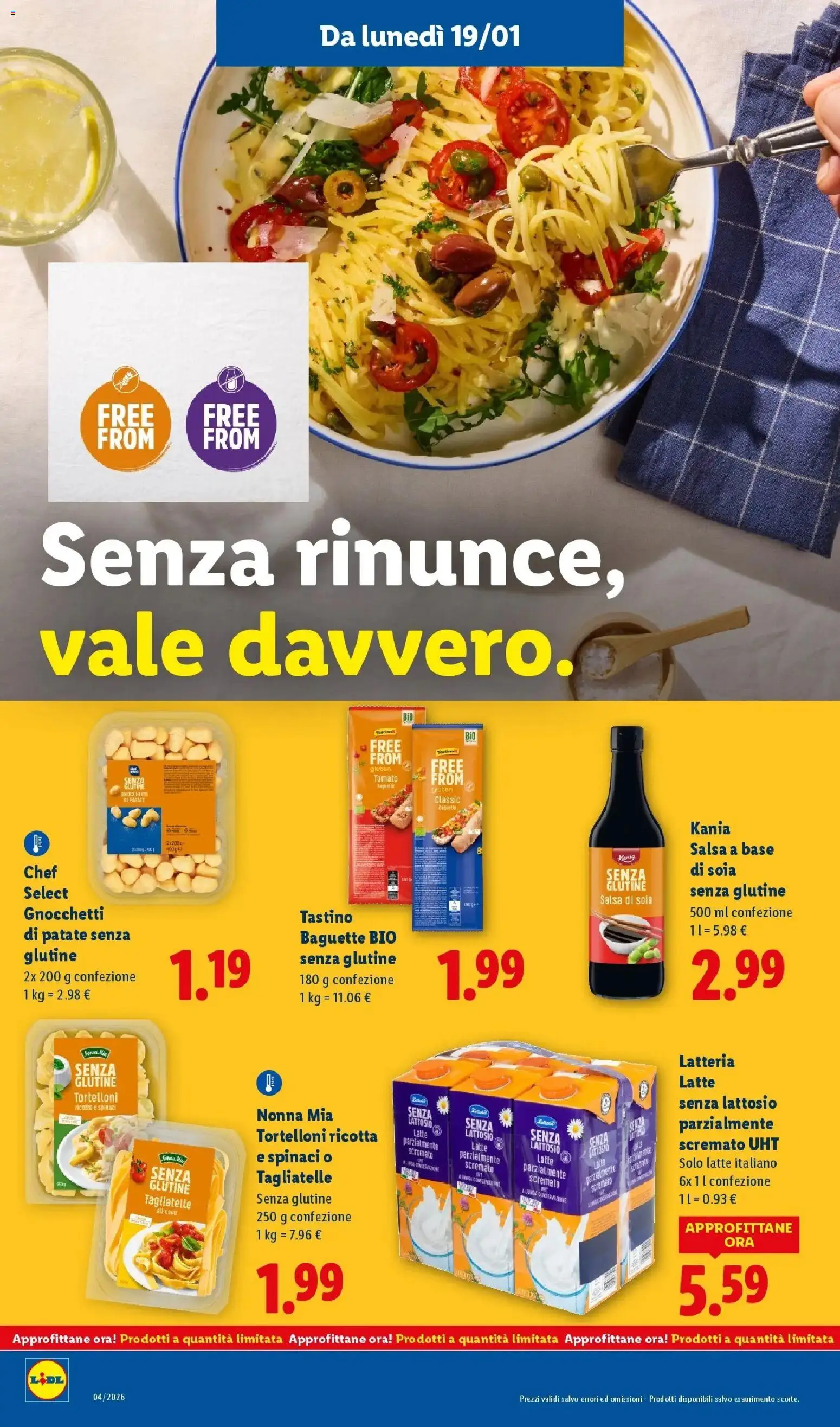 Volantino Lidl del 19.01.2026 | Pagina: 22 | Prodotti: Tagliatelle, Patate, Salsa, Pasta