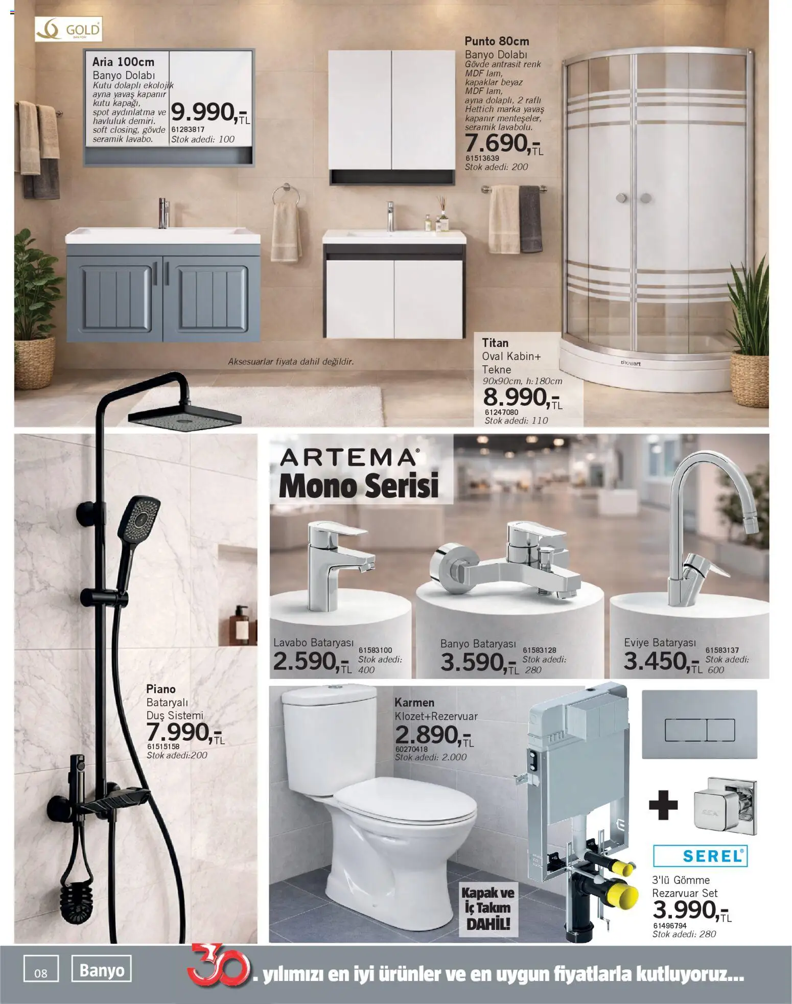 Bauhaus Katalog - 18.04.2026 tarihinden itibaren geçerlidir | Sayfa: 8 | Ürünler: Kutu, Lavabo, Duş, Ayna