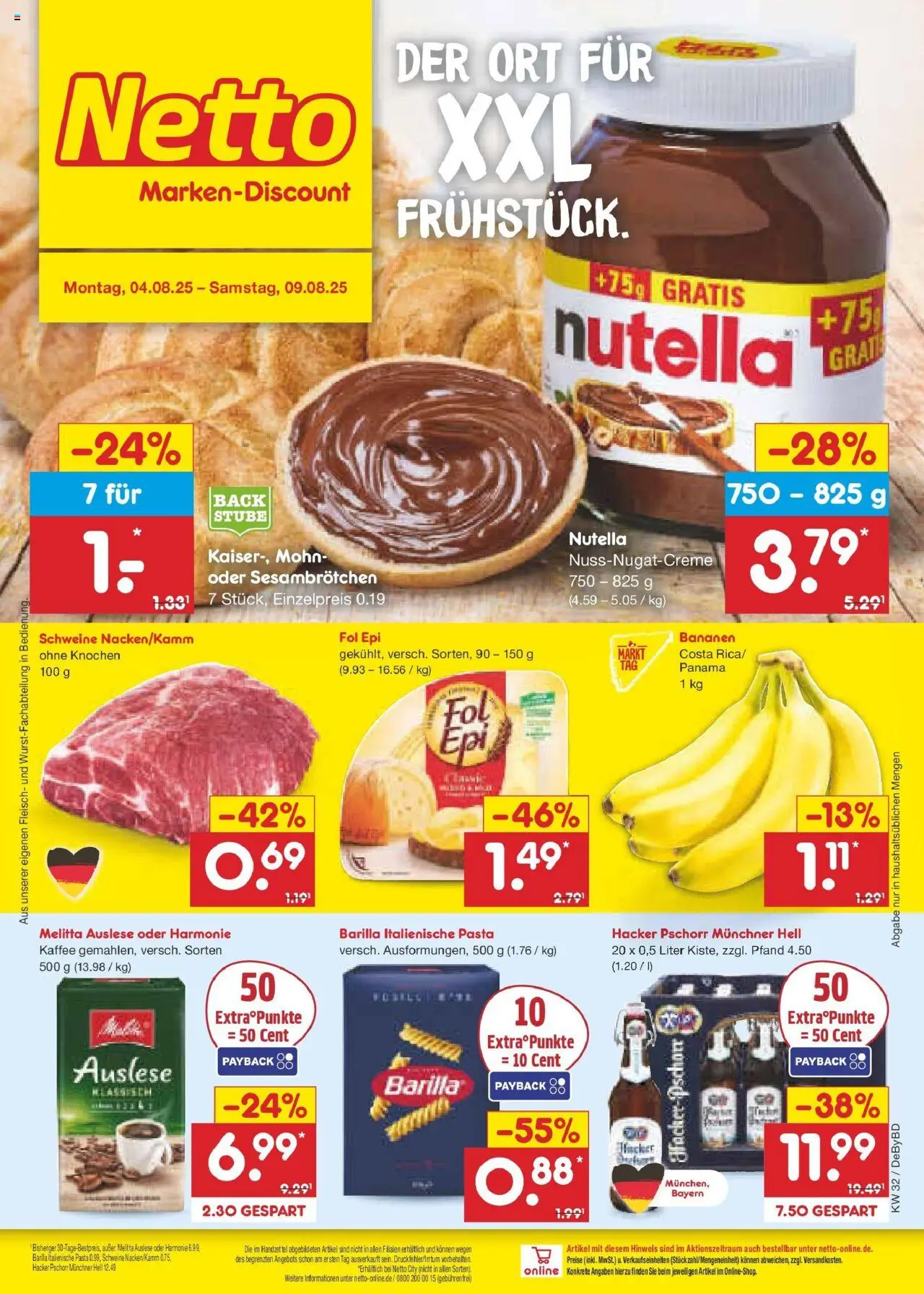 Netto Marken-Discount prospekt Buttenwiesen	 - gültig ab dem 04.08.2025 | Seite: 1 | Produkte: Kaffee, Grat, Nutella, Pasta