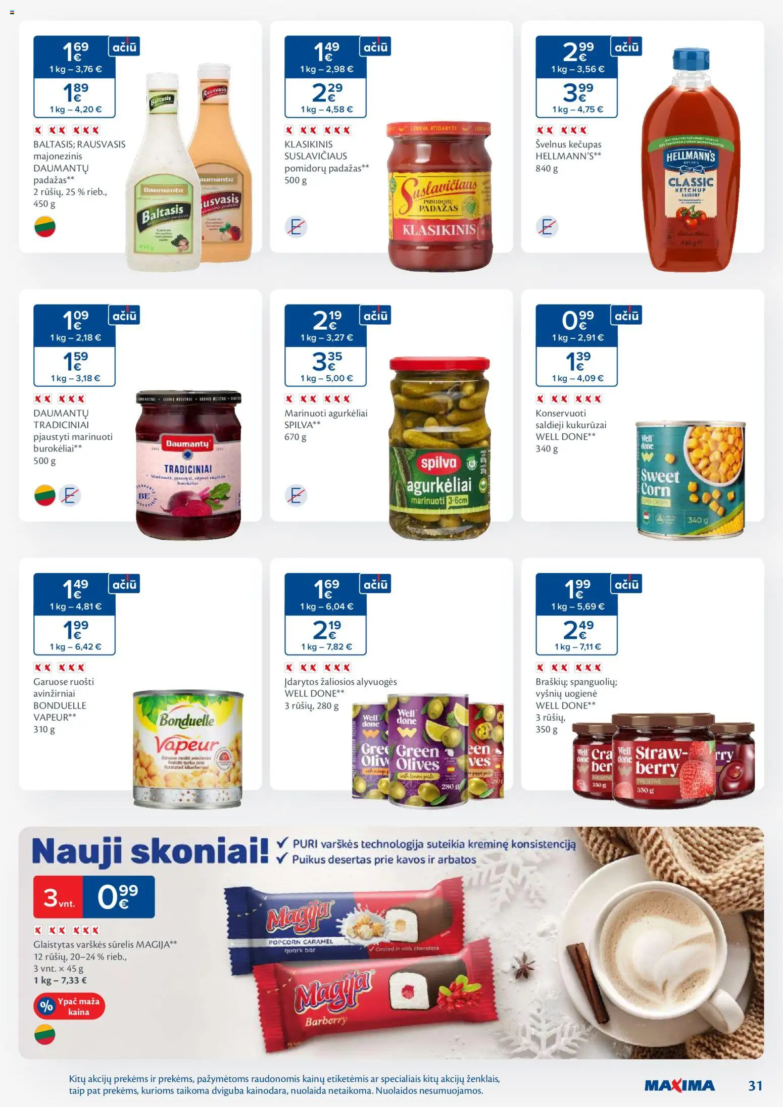 MAXIMA akcijos nuo 11.11.2025 | Puslapis: 31 | Prekių: Sūrelis, Kukurūzai, Padažas, Kečupas