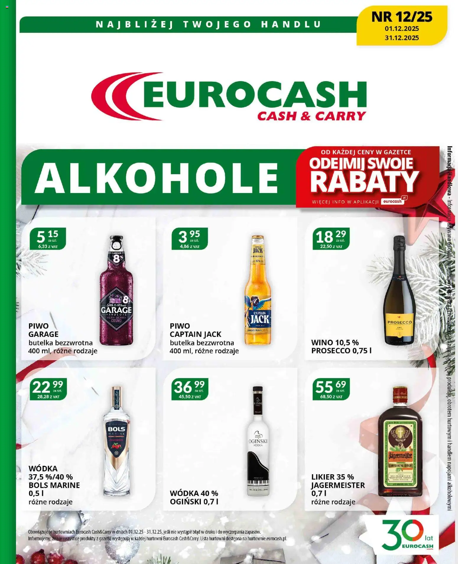 Eurocash Gazetka - Katalog Alkoholowy od 01.12.2025 | Strona: 1 | Produkty: Ogiński, Vodka, Piwo, Wódka