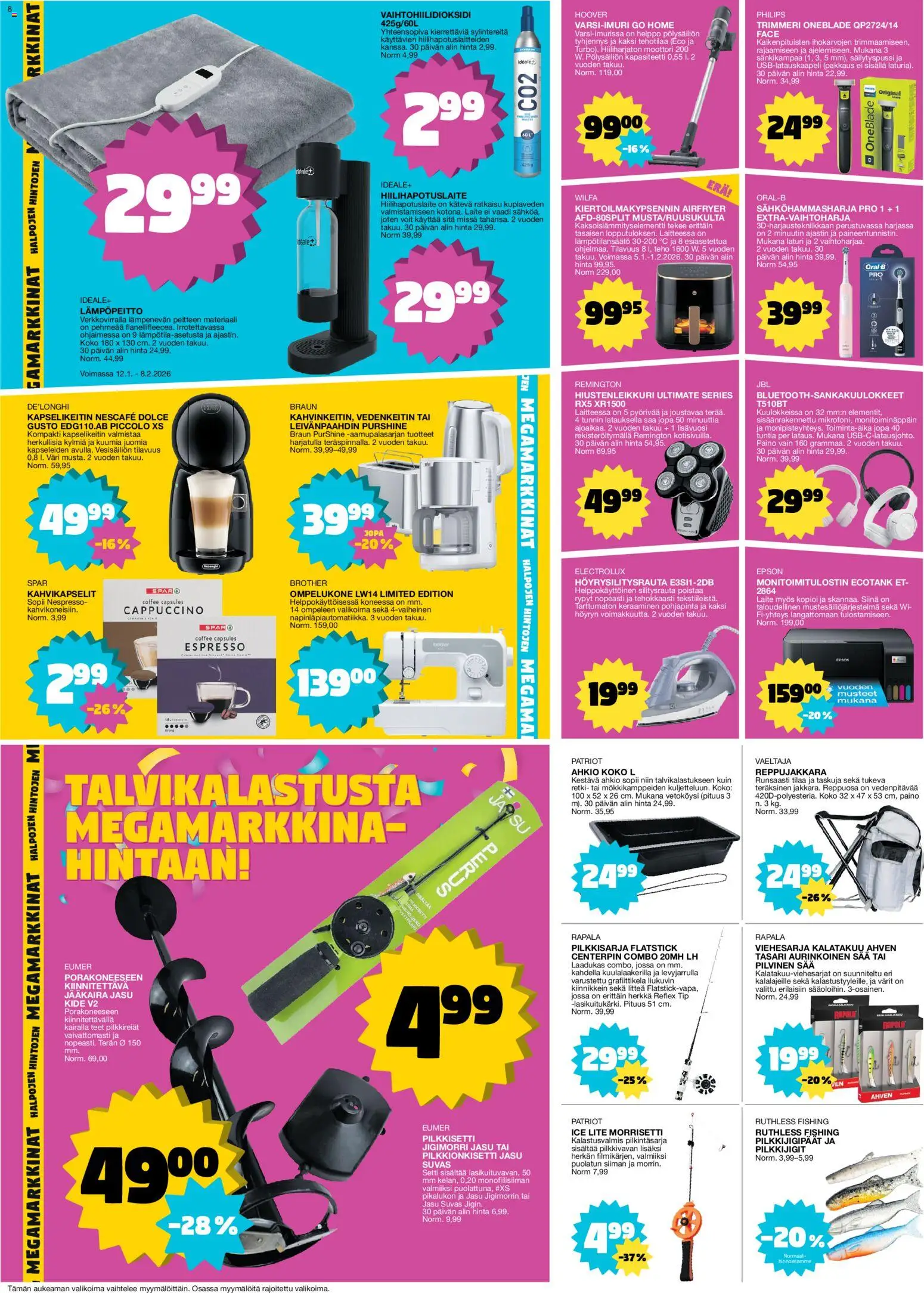 Tokmanni tarjoukset – voimassa 12.01.2026 alkaen | Sivu: 8 | Tuotteet: Vedenkeitin, Ompelukone, Sähköhammasharja, Hiilihapotuslaite
