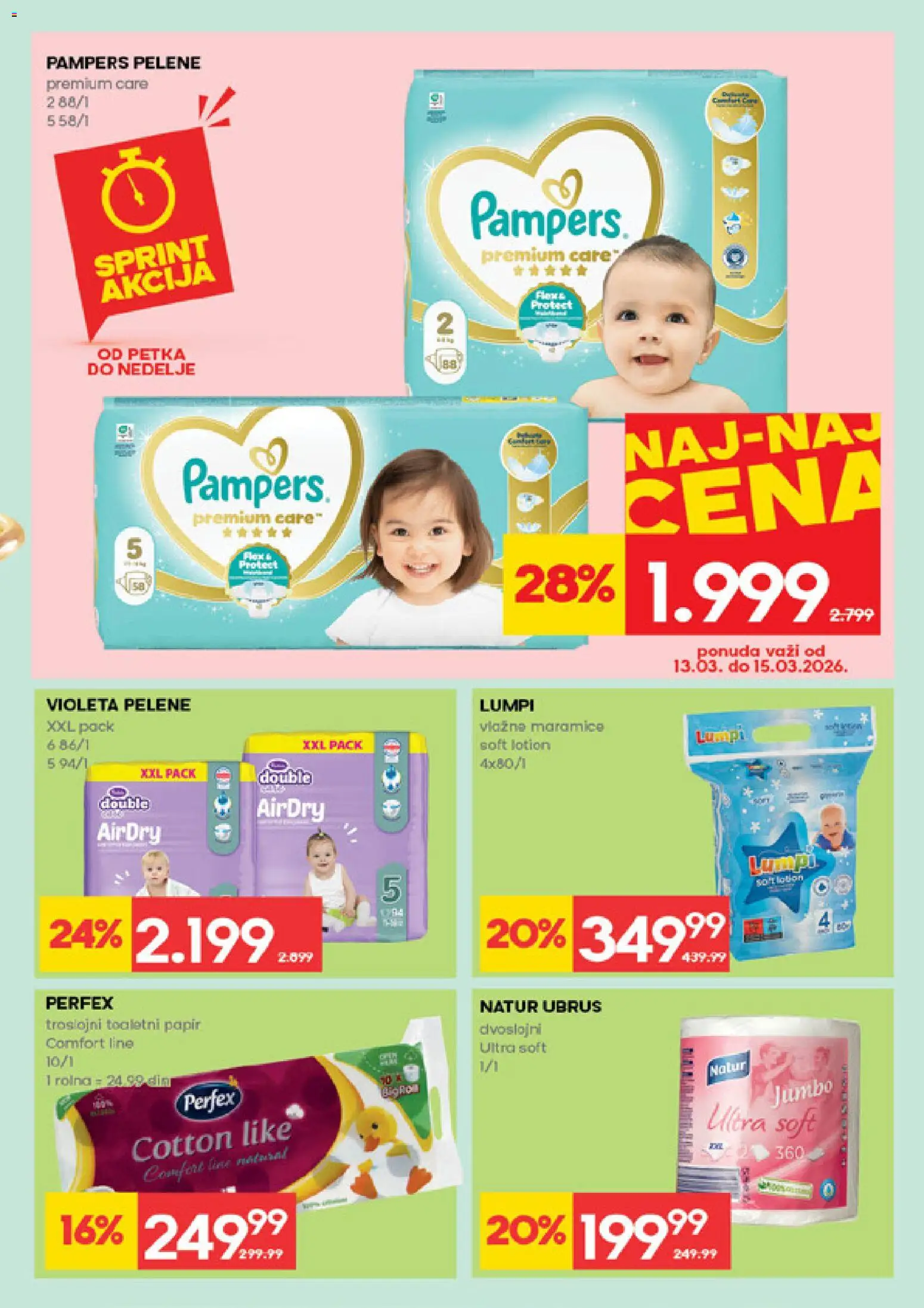 Idea katalog - važi od 12.03.2026 | Strana: 27 | Proizvode: Pampers, Ubrus, Pelene