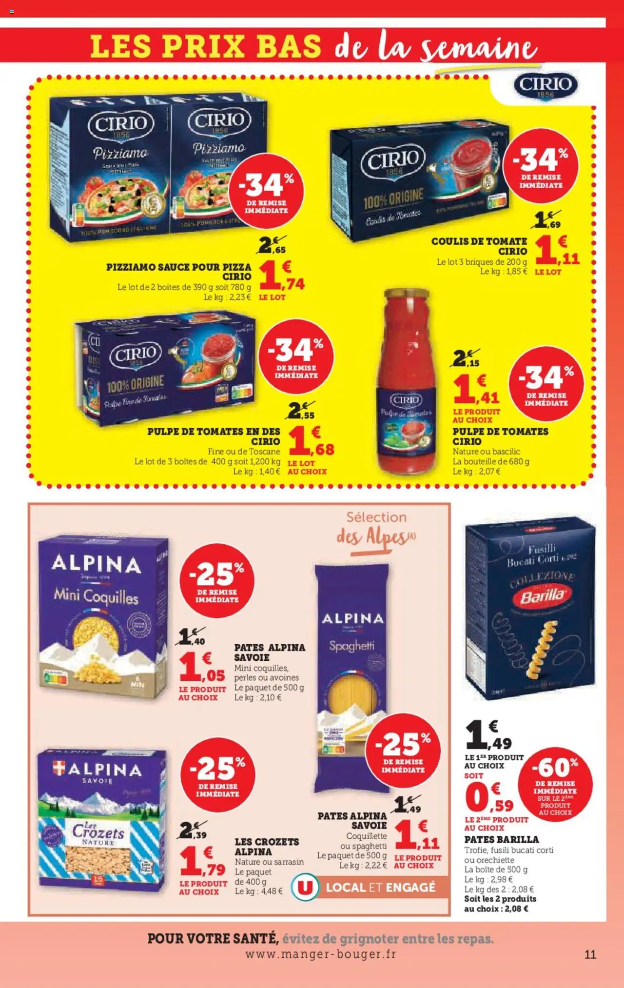  | Page: 11 | Produits: Fusilli, Briques, Pizza, Tomates