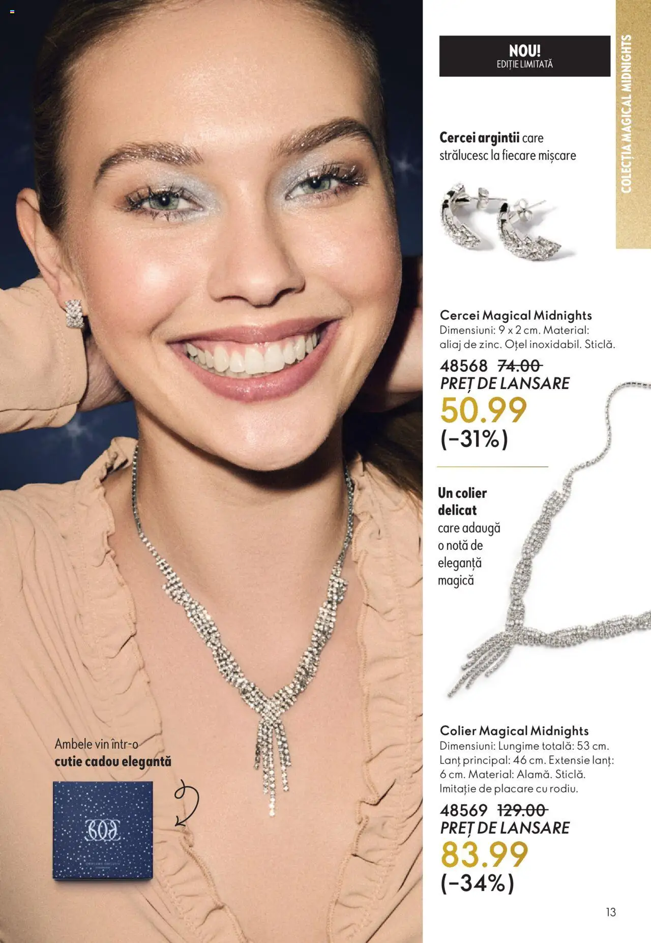 Noul catalog Oriflame – valabil de la 12.11.2025 | Pagină: 13 | Produse: Cercei, Colier, Cutie, Vin