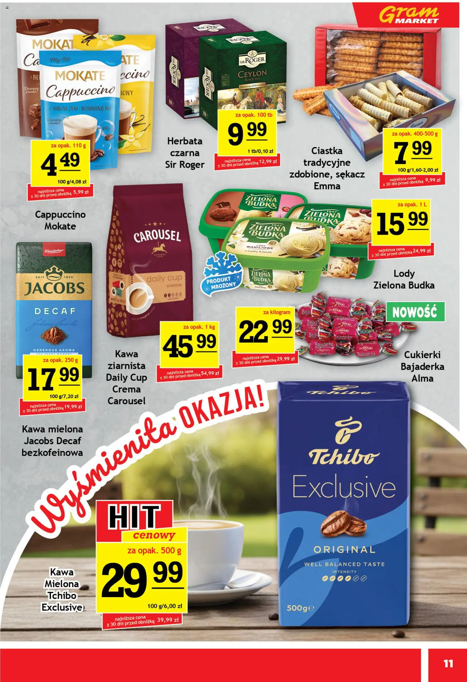 Gram Market gazetka od 15.04.2026 | Strona: 11 | Produkty: Tchibo exclusive, Kawa, Lody waniliowe, Cukierki