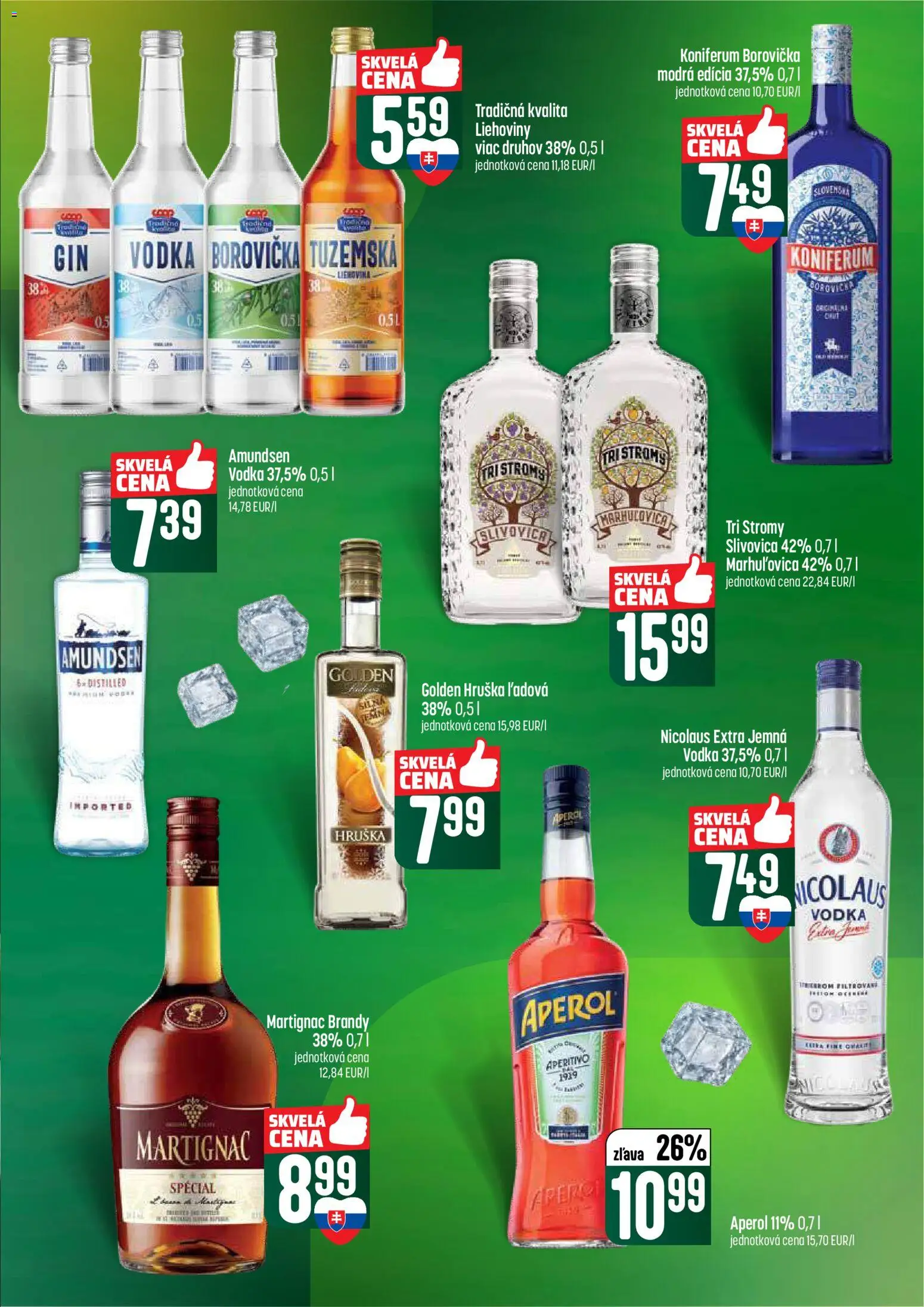 Nové COOP Jednota akcie – leták je platný od 16.04.2026 | Strana: 49 | Produkty: Borovička, Koniferum, Aperol, Nicolaus vodka