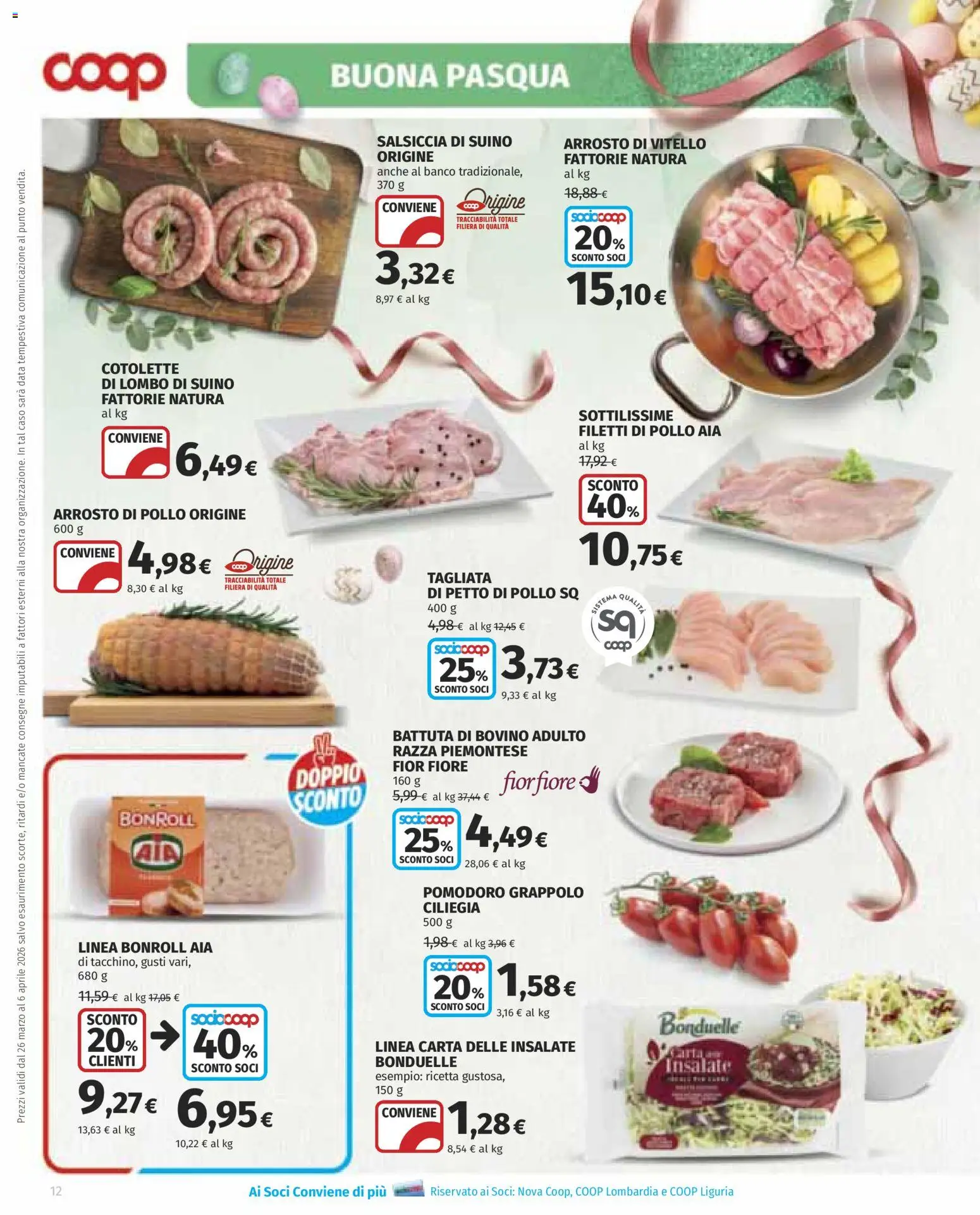 Volantino COOP del 26.03.2026 | Pagina: 12 | Prodotti: Petto di Pollo, Pollo, Suino, Salsiccia