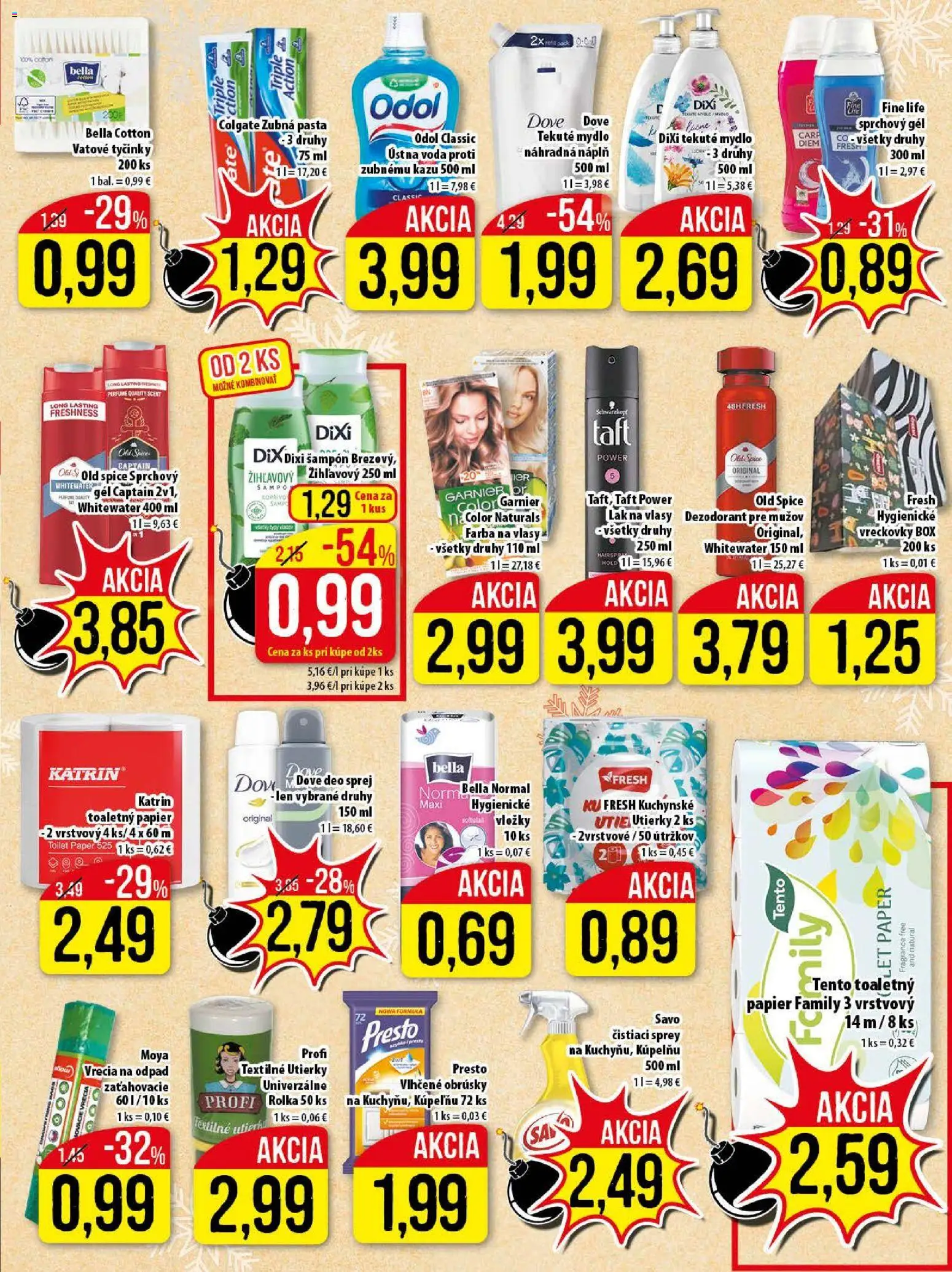 Nové Klas akcie – leták je platný od 29.12.2025 | Strana: 22 | Produkty: Šampón, Toaletný papier, Farba na vlasy, Sprchový gél