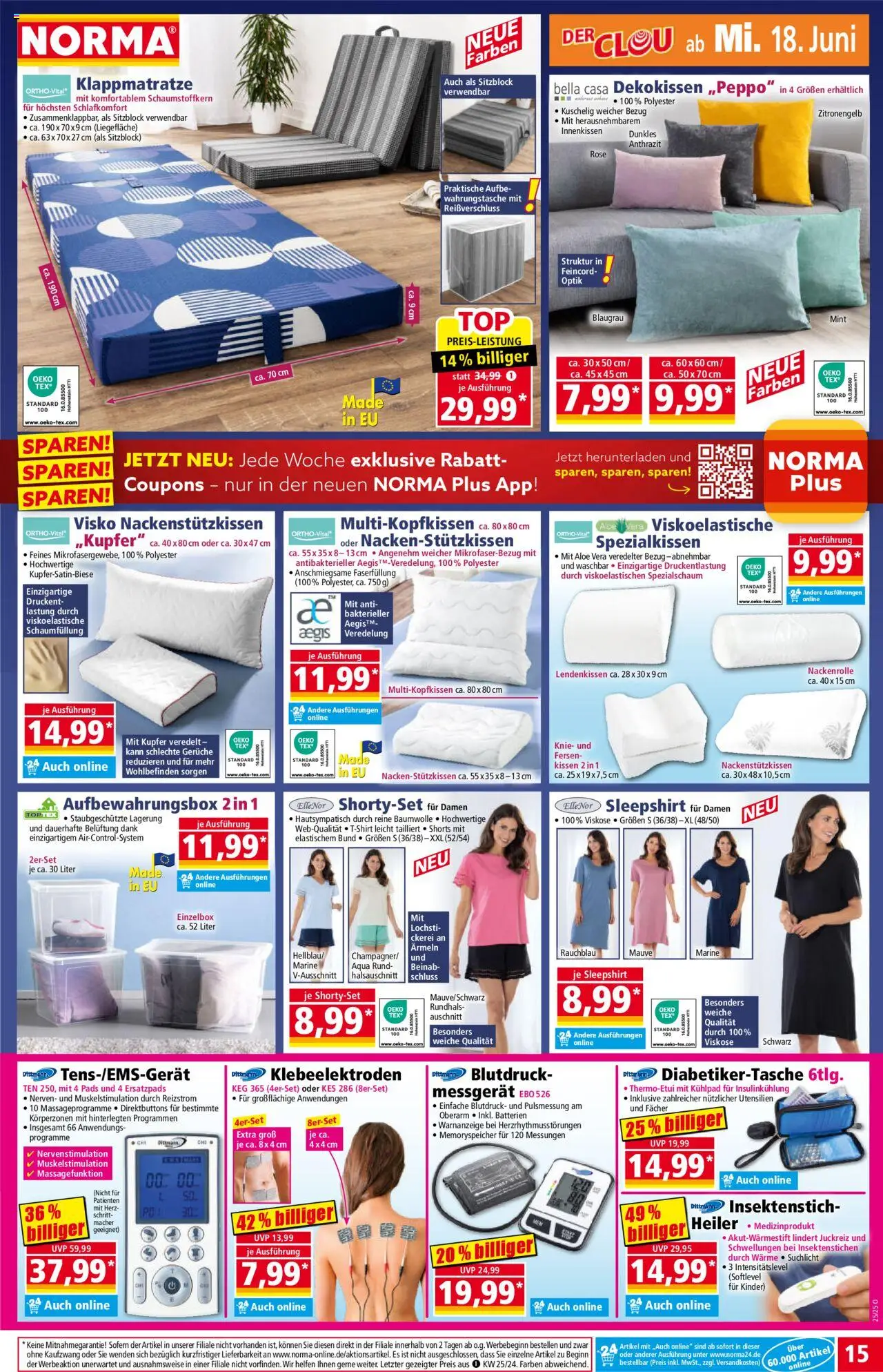 Norma Prospekt 	 - gültig ab dem 16.06.2025 | Seite: 16 | Produkte: T-Shirt, Kissen, Batterien, Box