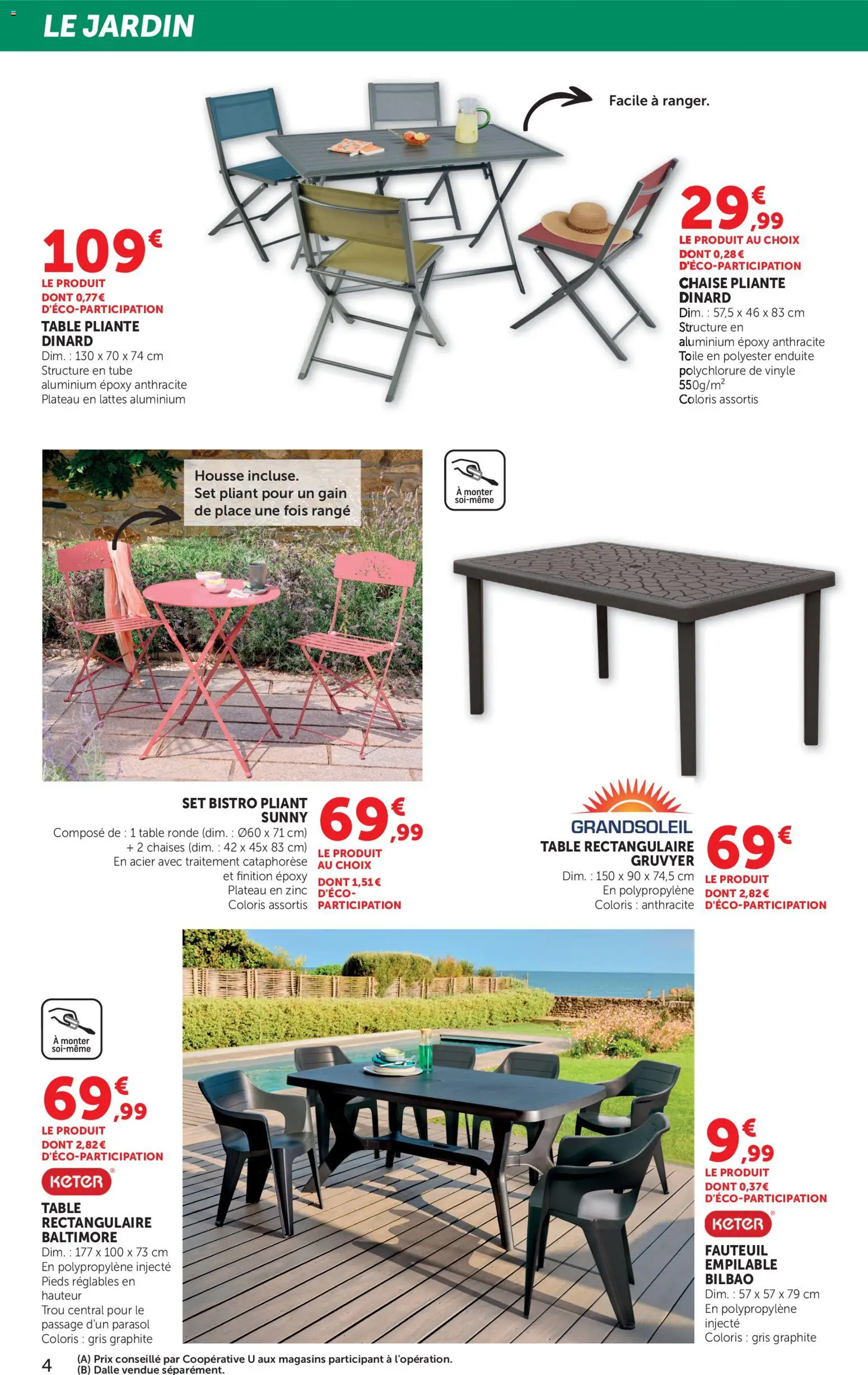 {H1} | Page: 4 | Produits: Plateau, Chaise pliante, Chaise, Parasol