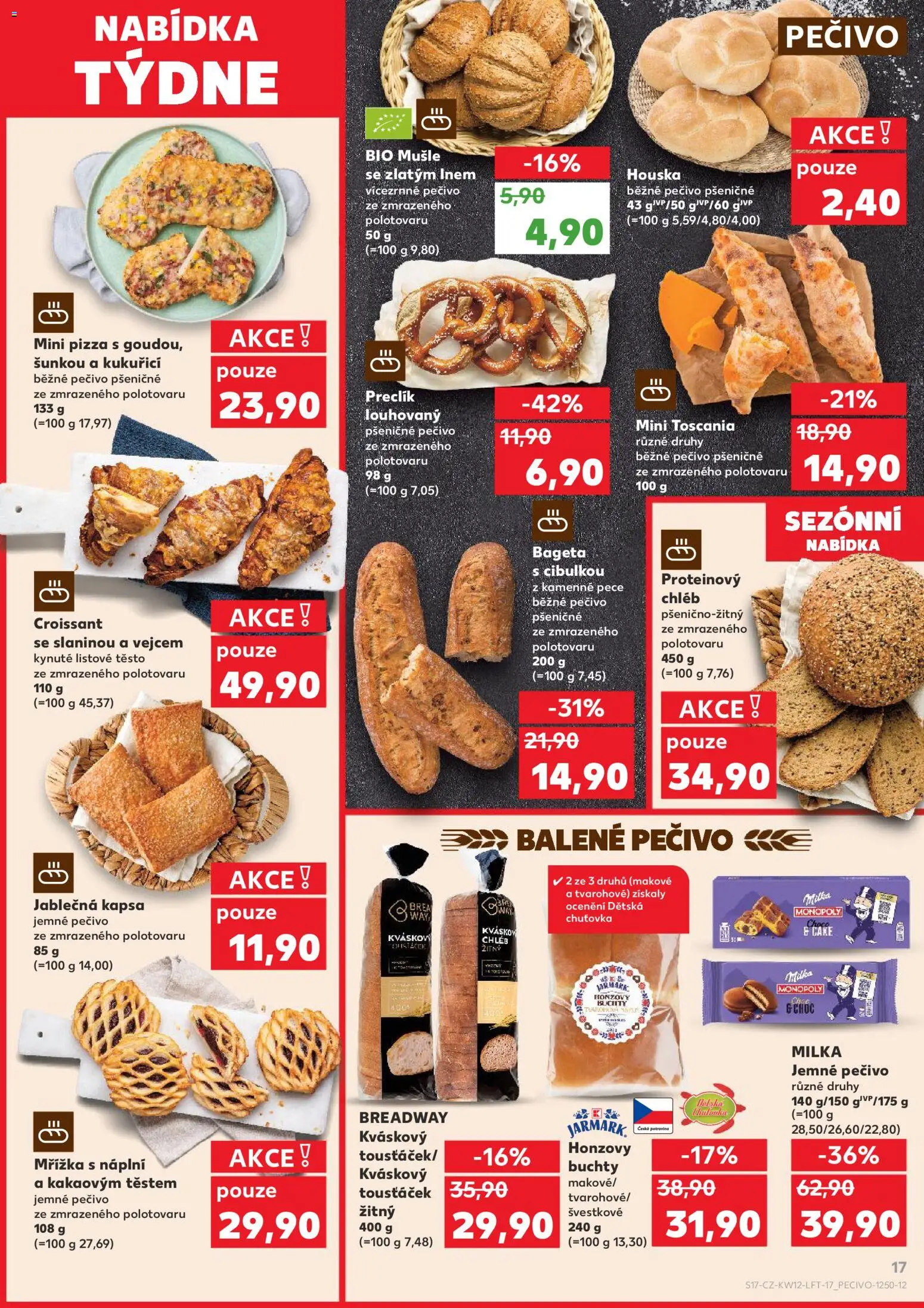 Kaufland leták - Chomutov od 18.03.2026 | Strana: 17 | Produkty: Milka, Pizza, Croissant, Proteinový chléb