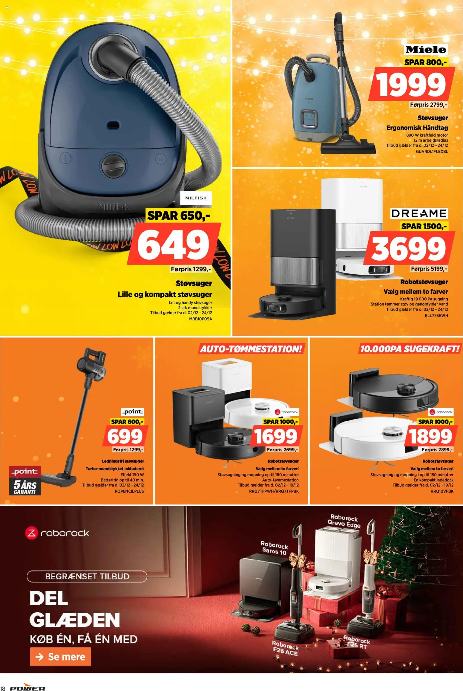 Power tilbudsavis – gyldig fra 02.12.2025 | Side: 18 | Produkter: Robotstøvsuger, Støvsuger