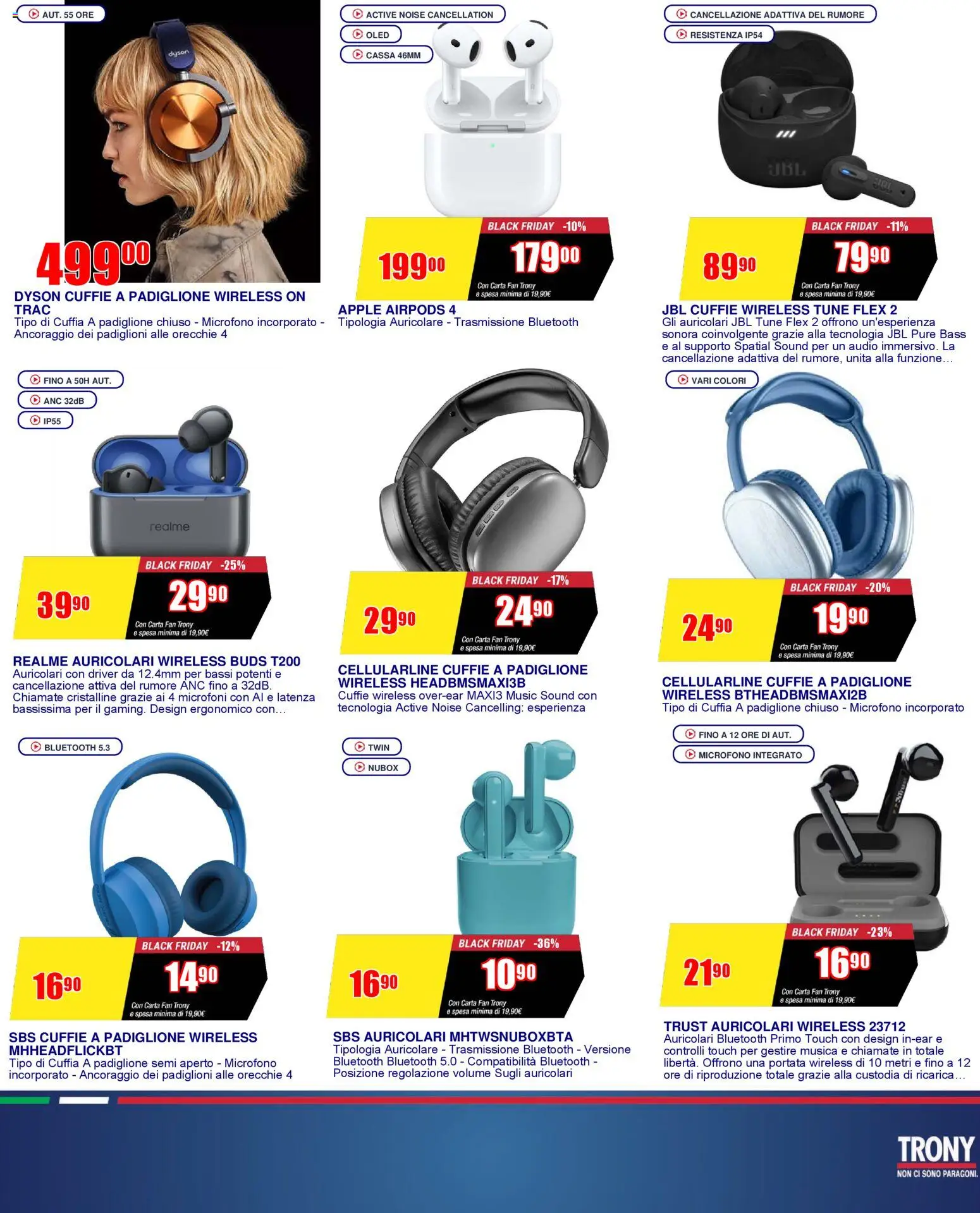 Volantino Trony volantino Salerno del 19.03.2026 | Pagina: 17 | Prodotti: Audio, Cuffie, Fan, Airpods
