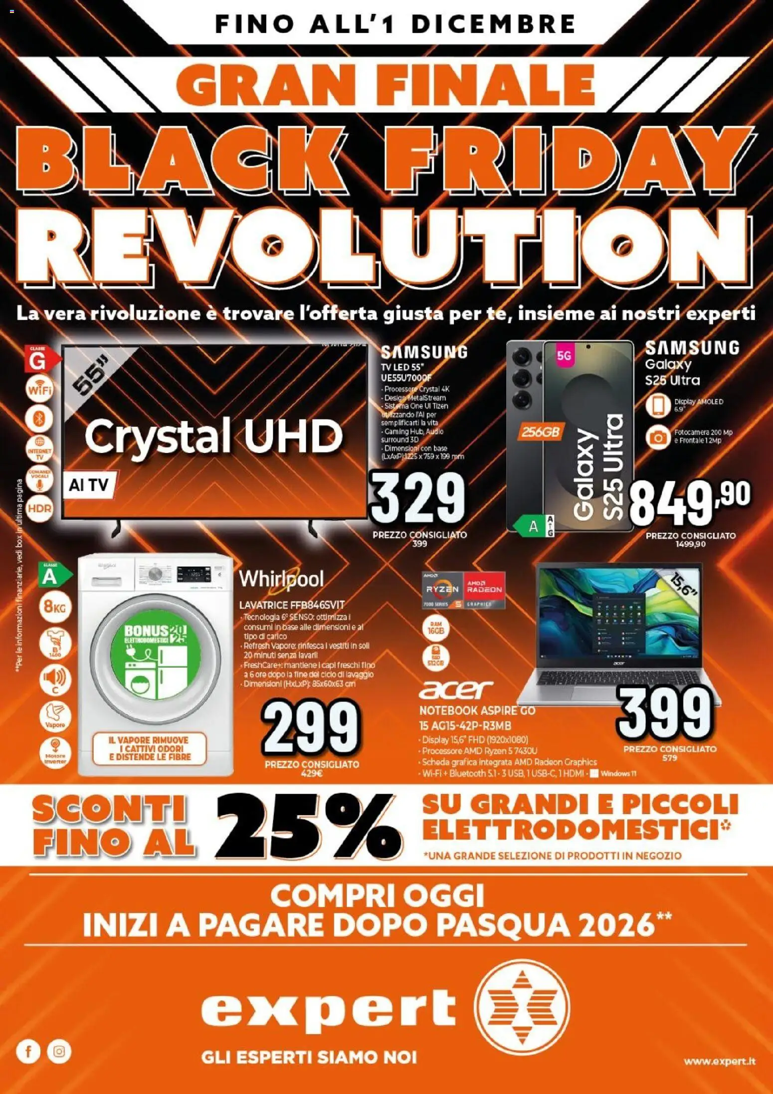 Volantino Expert del 24.11.2025 | Pagina: 2 | Prodotti: Lavatrice, TV, Audio, Fotocamera