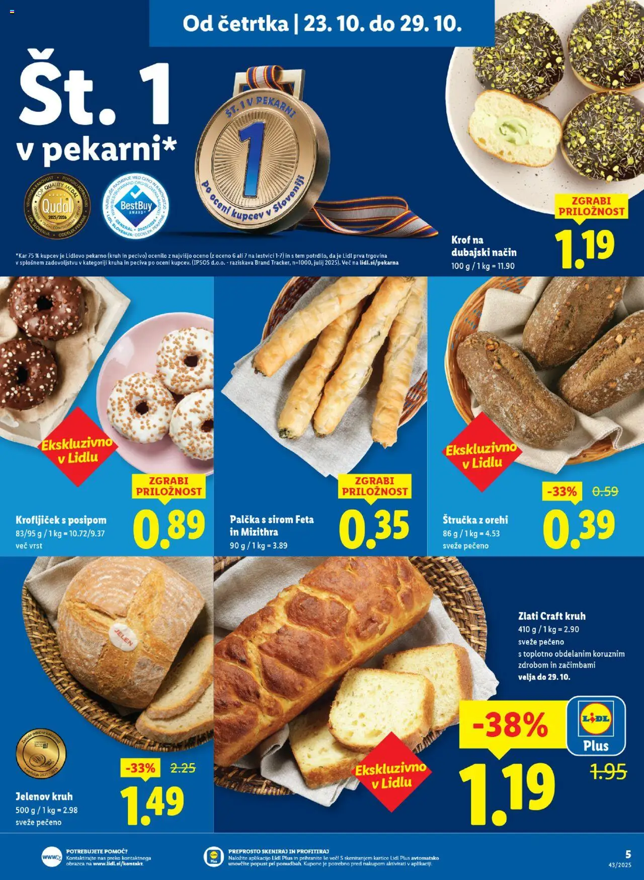 Novi Lidl katalog ponudbe – veljaven od 23.10.2025 | Stran: 5 | Izdelki: Štručka, Kruh