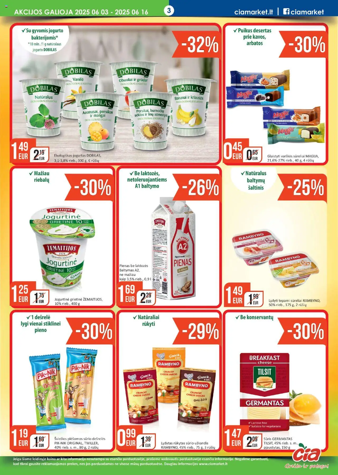 ČIA MARKET leidinys│galioja nuo 03.06.2025 | Puslapis: 3 | Prekių: Sėklos, Sūris, Obuoliai, Grietinė