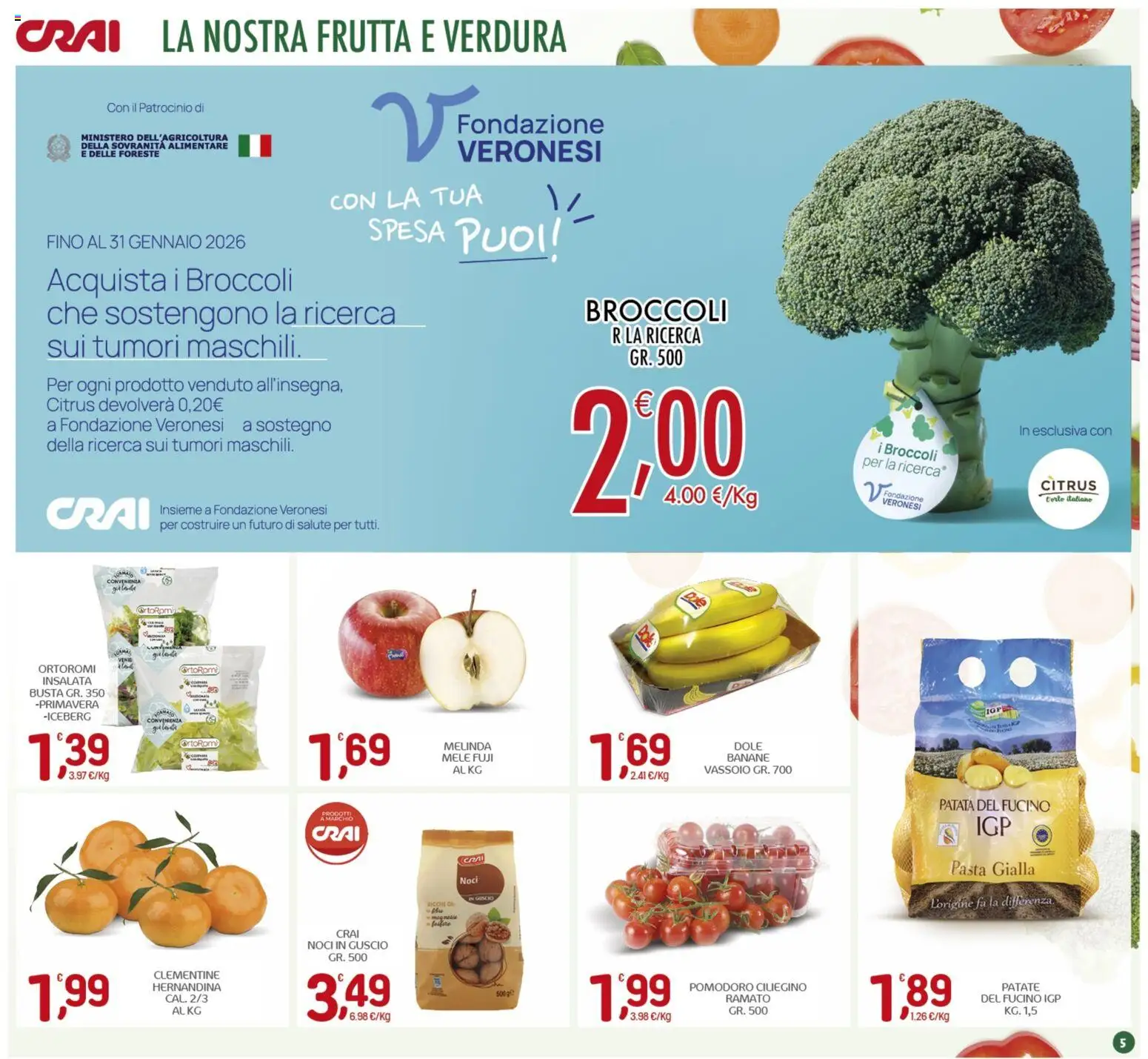 Volantino CRAI del 22.01.2026 | Pagina: 5 | Prodotti: Mele, Frutta, Pomodoro, Pasta