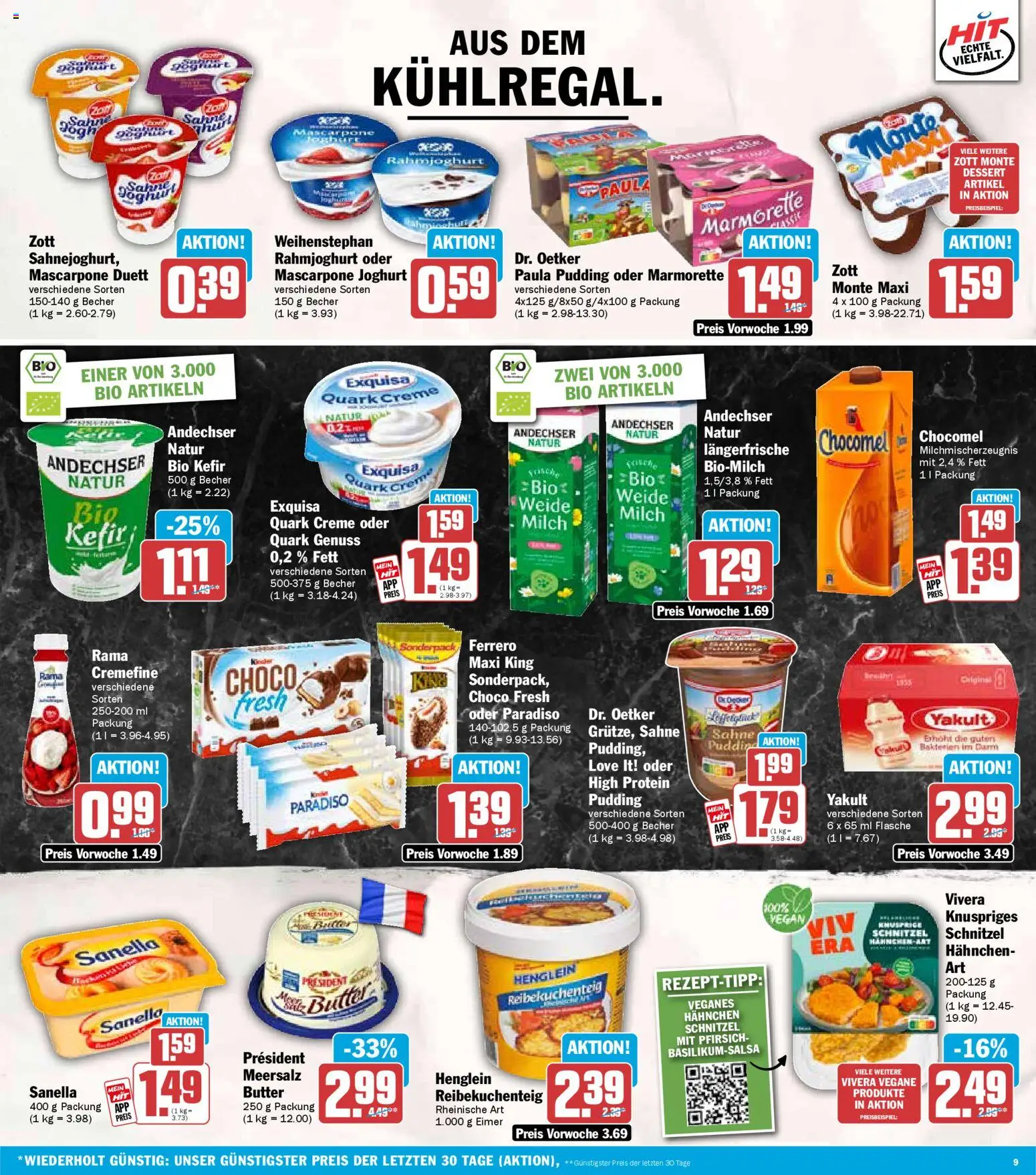 HIT - Nordrhein-Westfalen – gültig ab 10.11.2025 | Seite: 9 | Produkte: Milch, Joghurt, Pfirsich, Sahne