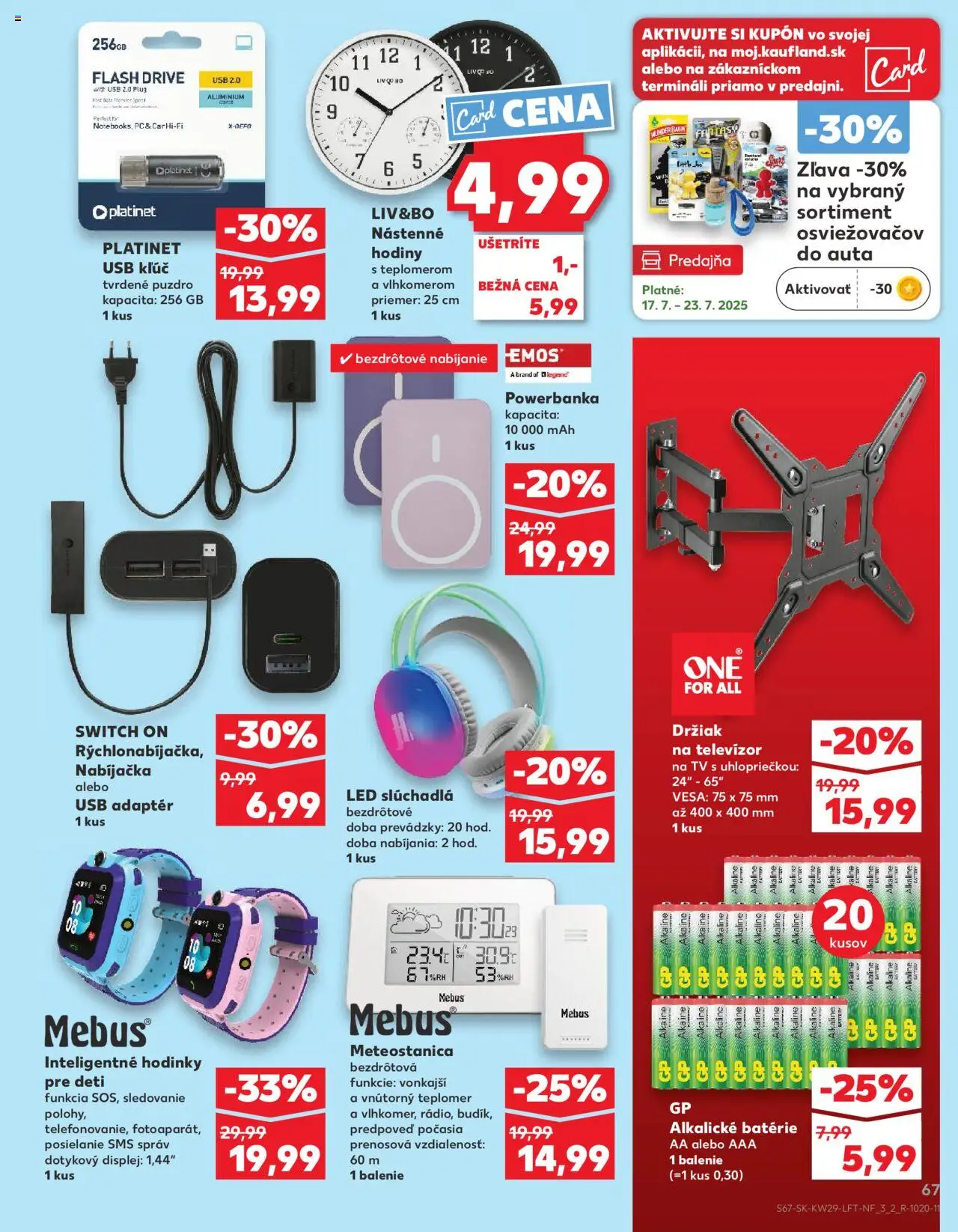 Nové Kaufland akcie – leták je platný od 17.07.2025 | Strana: 67 | Produkty: Tv, Nástenne hodiny, Hodiny, Hodinky pre deti