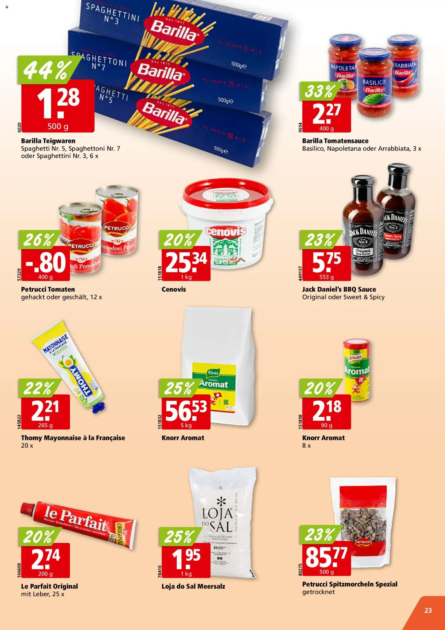 Aligro aktionen Chavannes, Matran, Genf, Sitten – gültig ab 23.03.2026 | Seite: 23 | Produkte: Barilla, Teigwaren, Tomaten, Mayonnaise