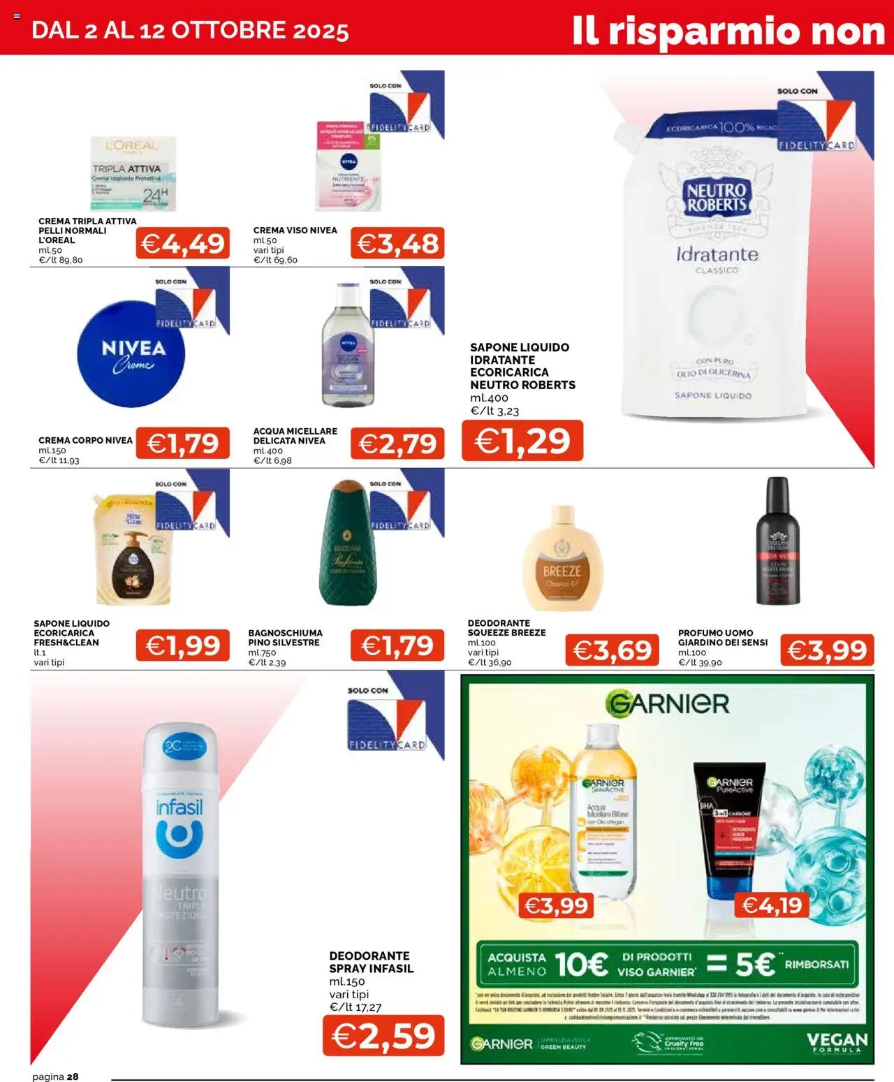 Volantino Mercatò del 02.10.2025 | Pagina: 28 | Prodotti: Crema, Deodorante, Crema viso, Acqua