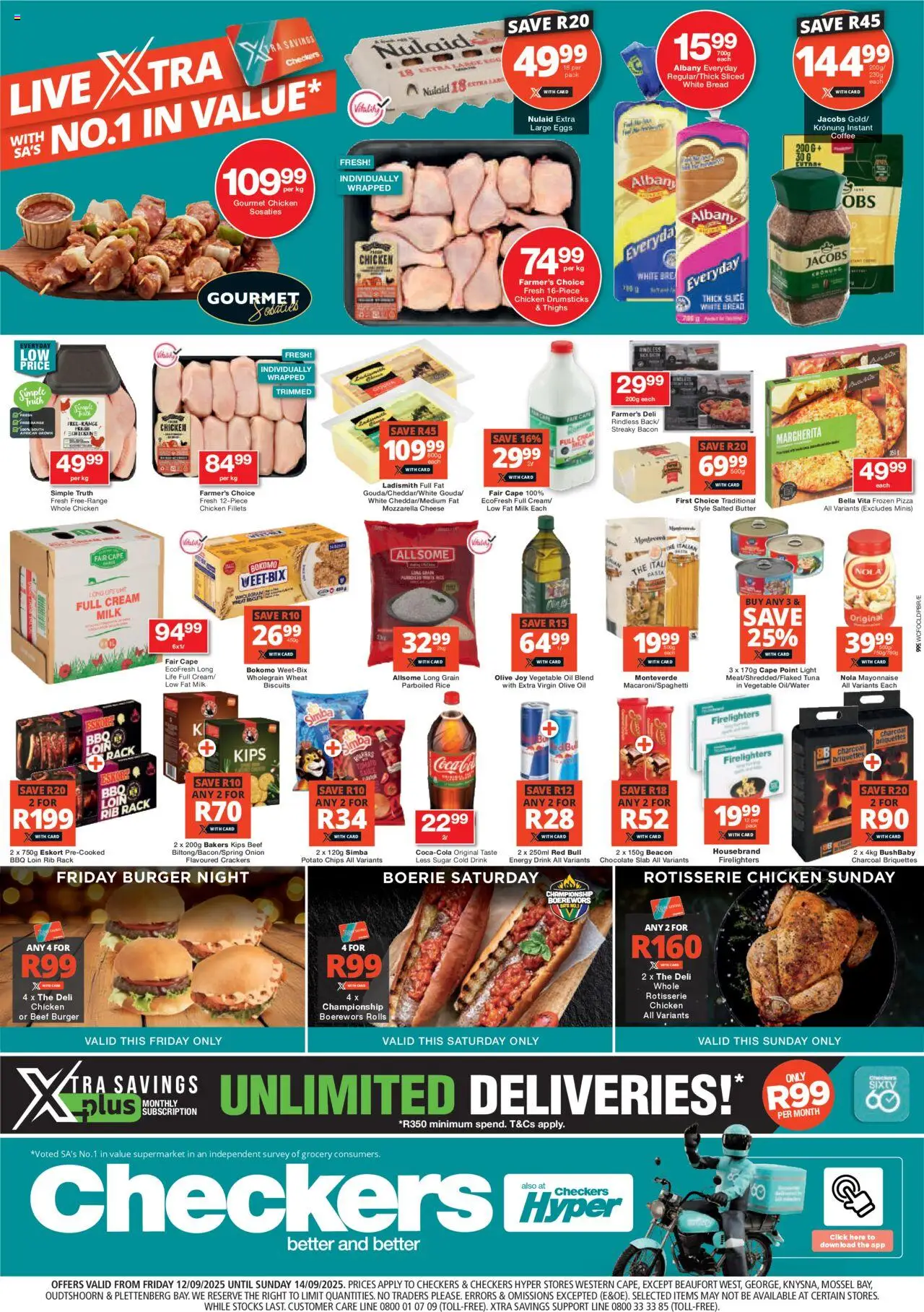 New Checkers catalogue – valid from 12.09.2025 | Page: 1 | Products: Boerewors, Milk, Chocolate, Cream