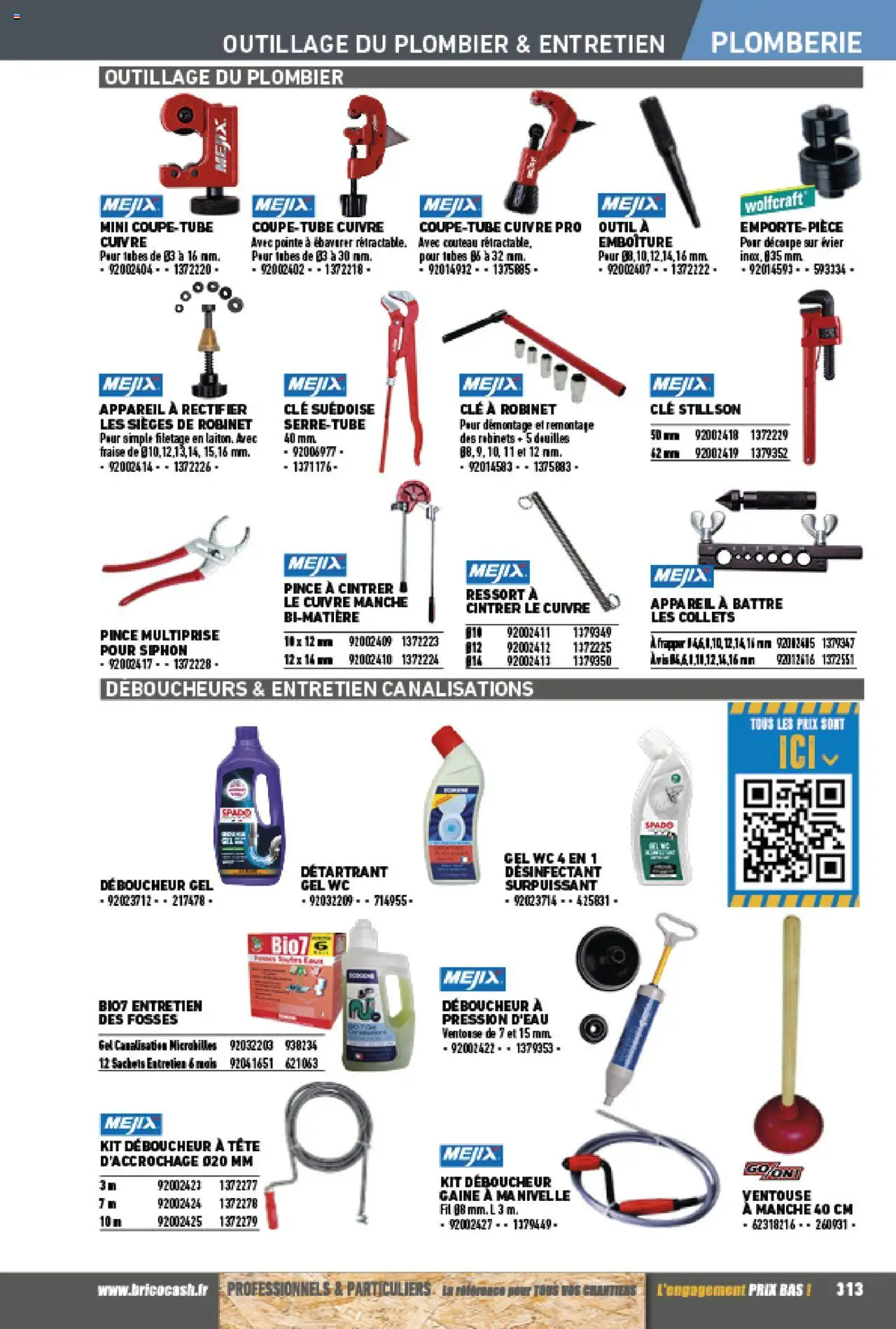 {H1} | Page: 313 | Produits: Couteau, Fraise, Clé, Robinet