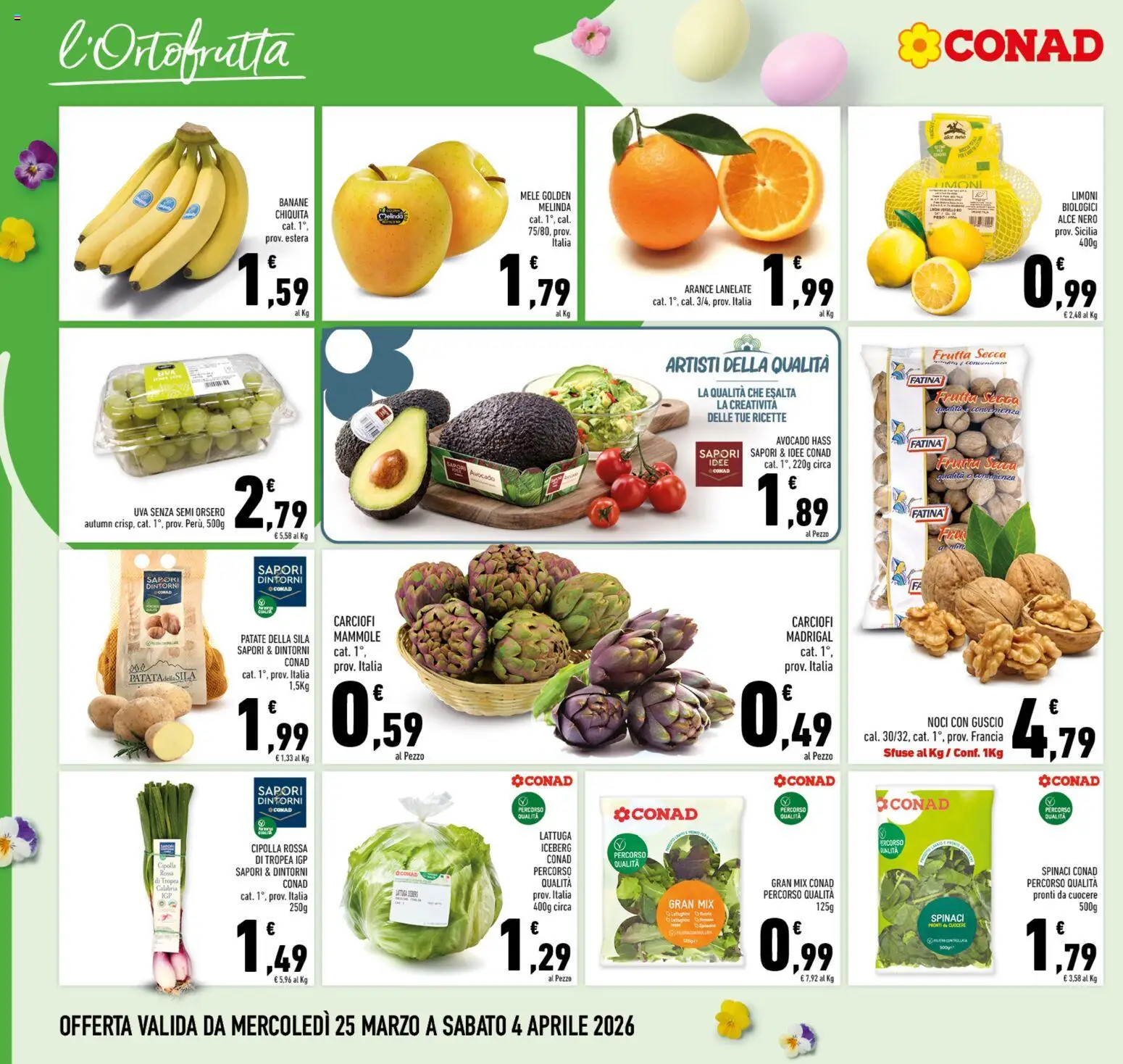 Volantino Conad del 25.03.2026 | Pagina: 10 | Prodotti: Mele, Frutta, Noci, Carciofi