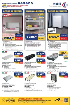 Anteprima del volantino Volantino Eurobrico	 valido a partire dal 04.12.2025 | Pagina: 13 | Prodotti: Mobile, Materasso matrimoniale, Fiocchi, Letto